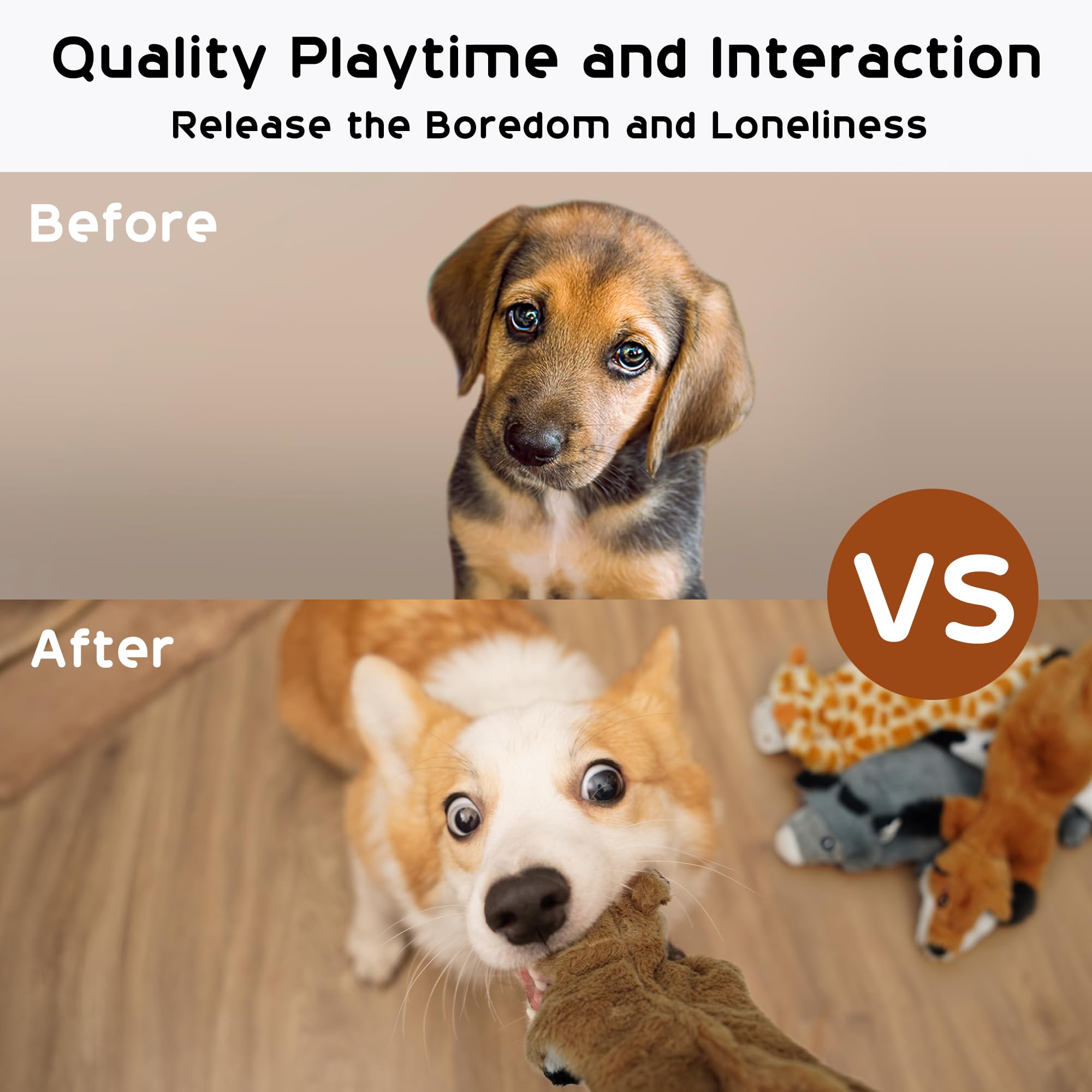 Nocciola crinkle plush squeaker toy with head and tail for engaging play.