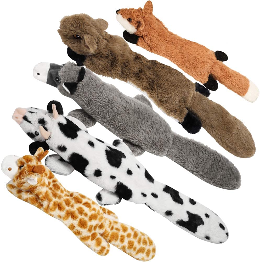 Nocciola dog squeaky toy set showing all six plush toys for interactive play.