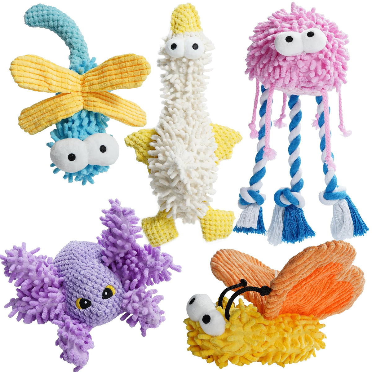 Nocciola dog toy small mop texture stimulates exploration and teething.