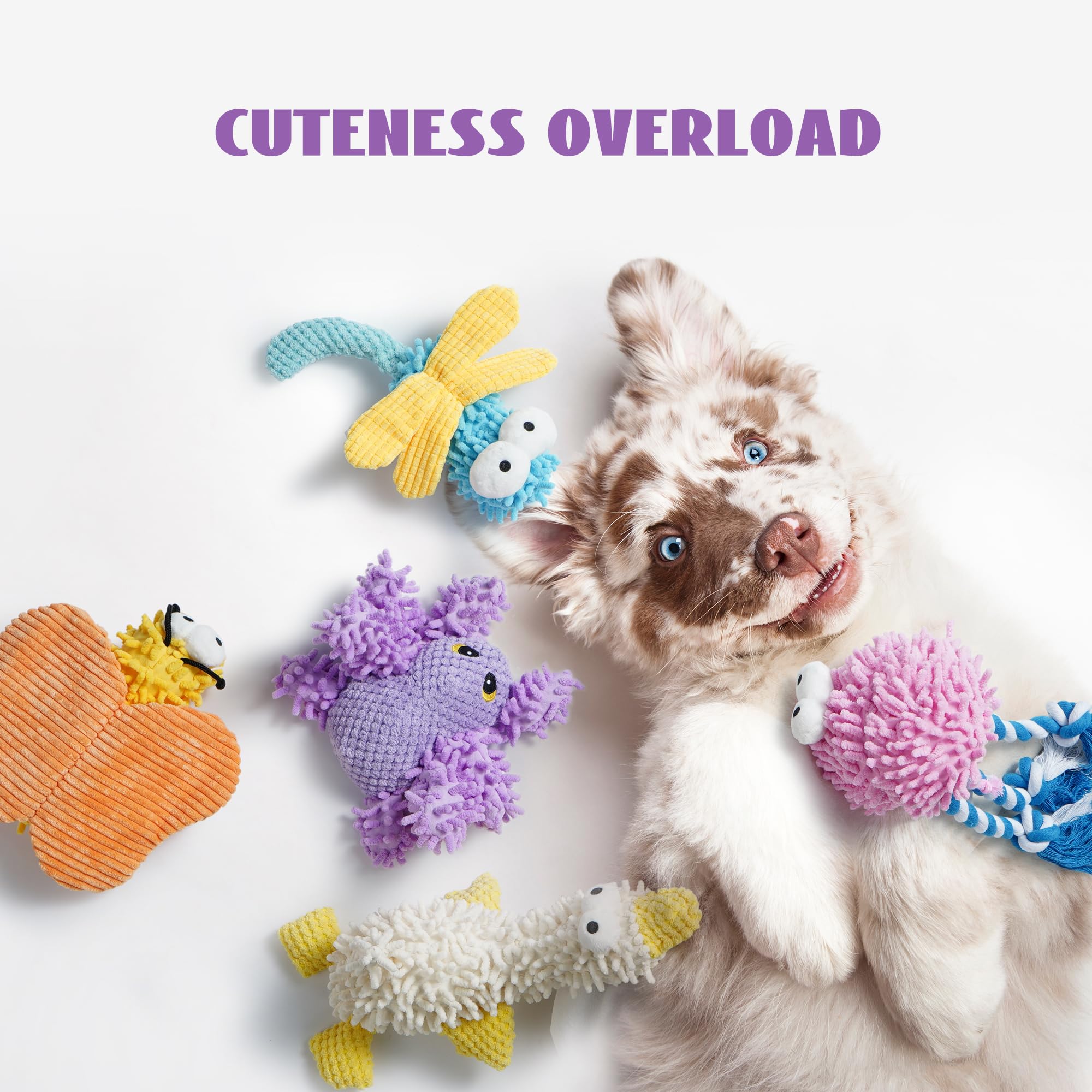Nocciola dog toy soft squeaky crinkle sparks playful interaction.