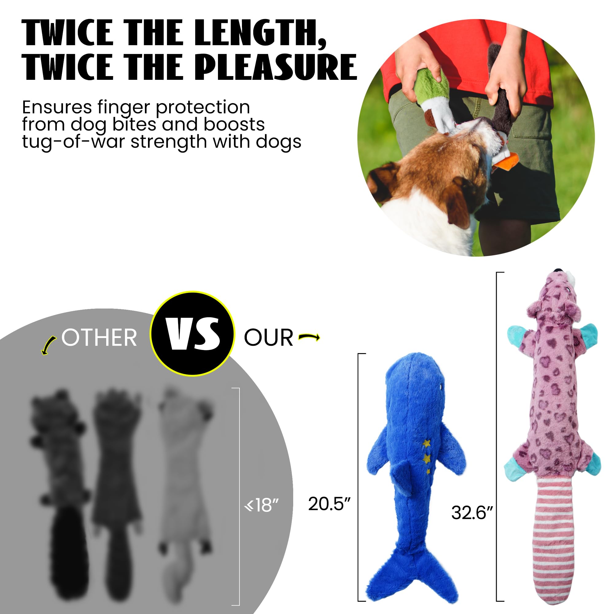 Nocciola extended 34-inch tug toy is ideal for interactive play.
