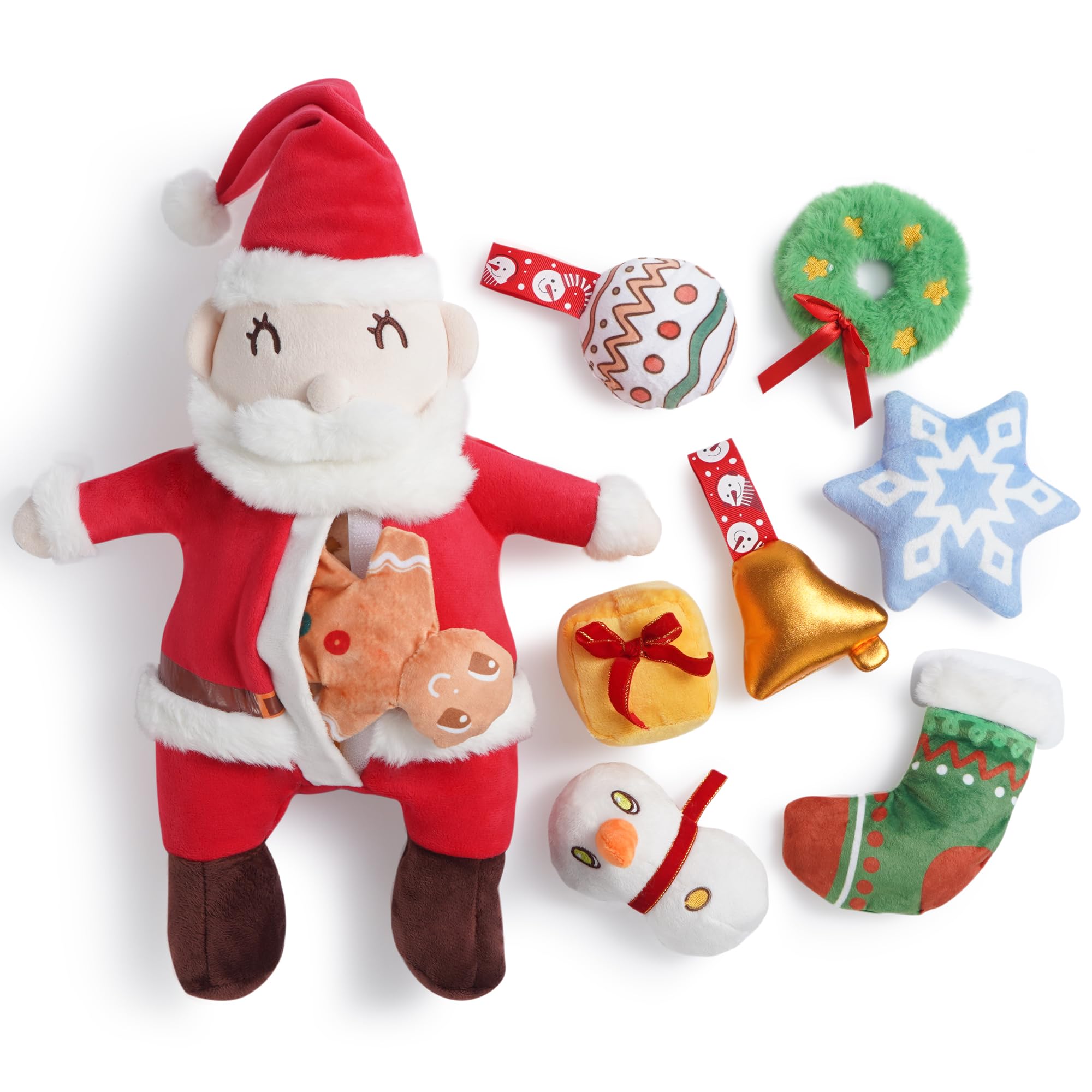 Nocciola Hide and Seek Christmas Santa Dog Toy packaging overview supports festive play and gift-ready appeal.