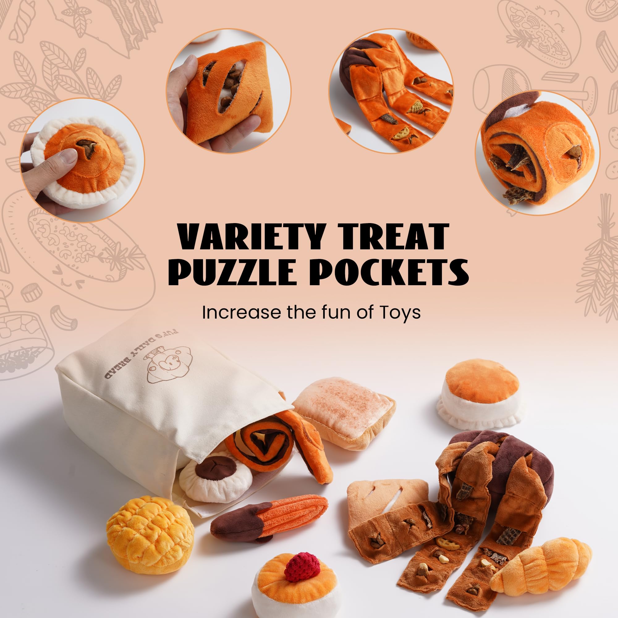 Nocciola pumpkin pie bread toy adds whimsy and interactive fun during fetch or chew sessions
