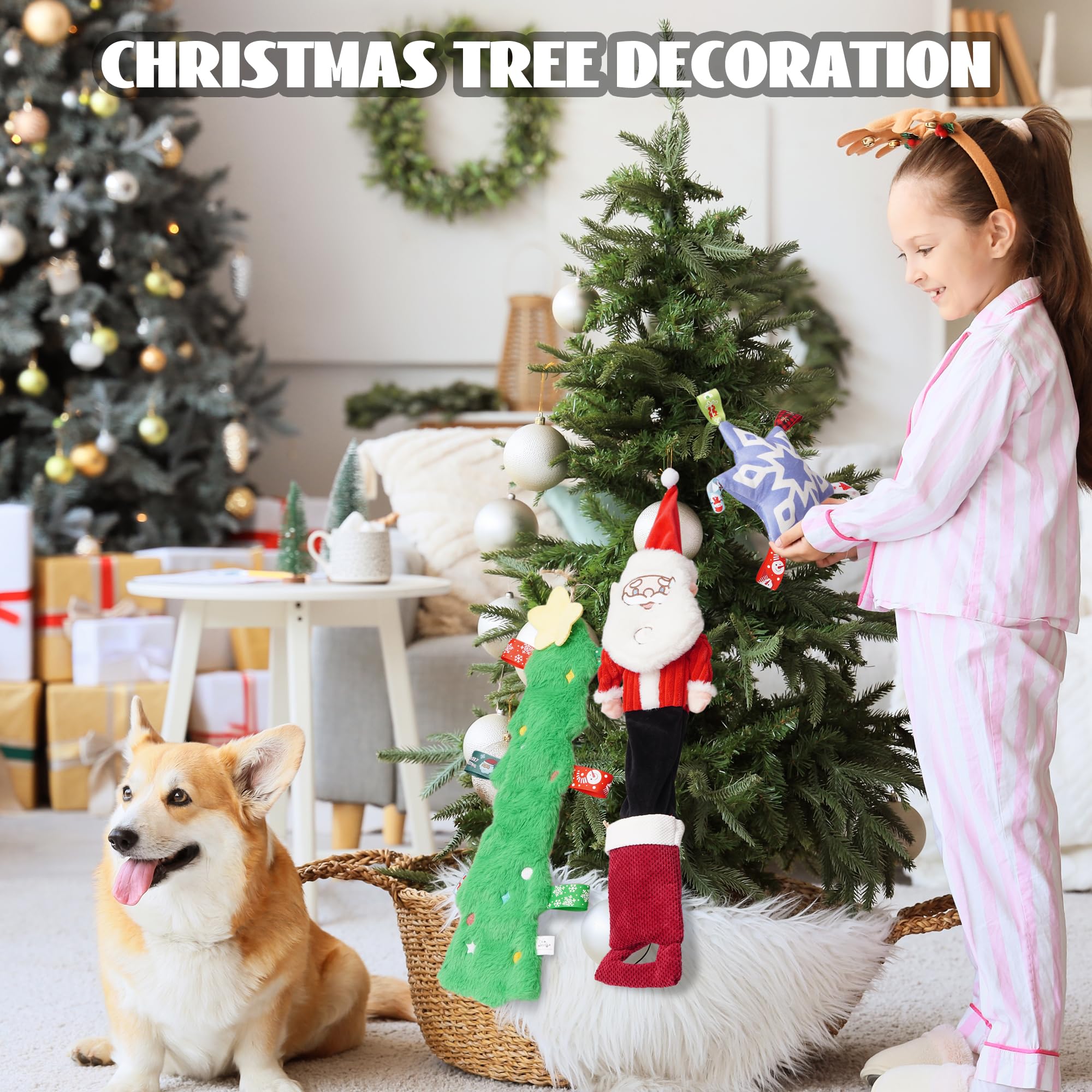 Nocciola Christmas dog toys set for puppies and active chewers.