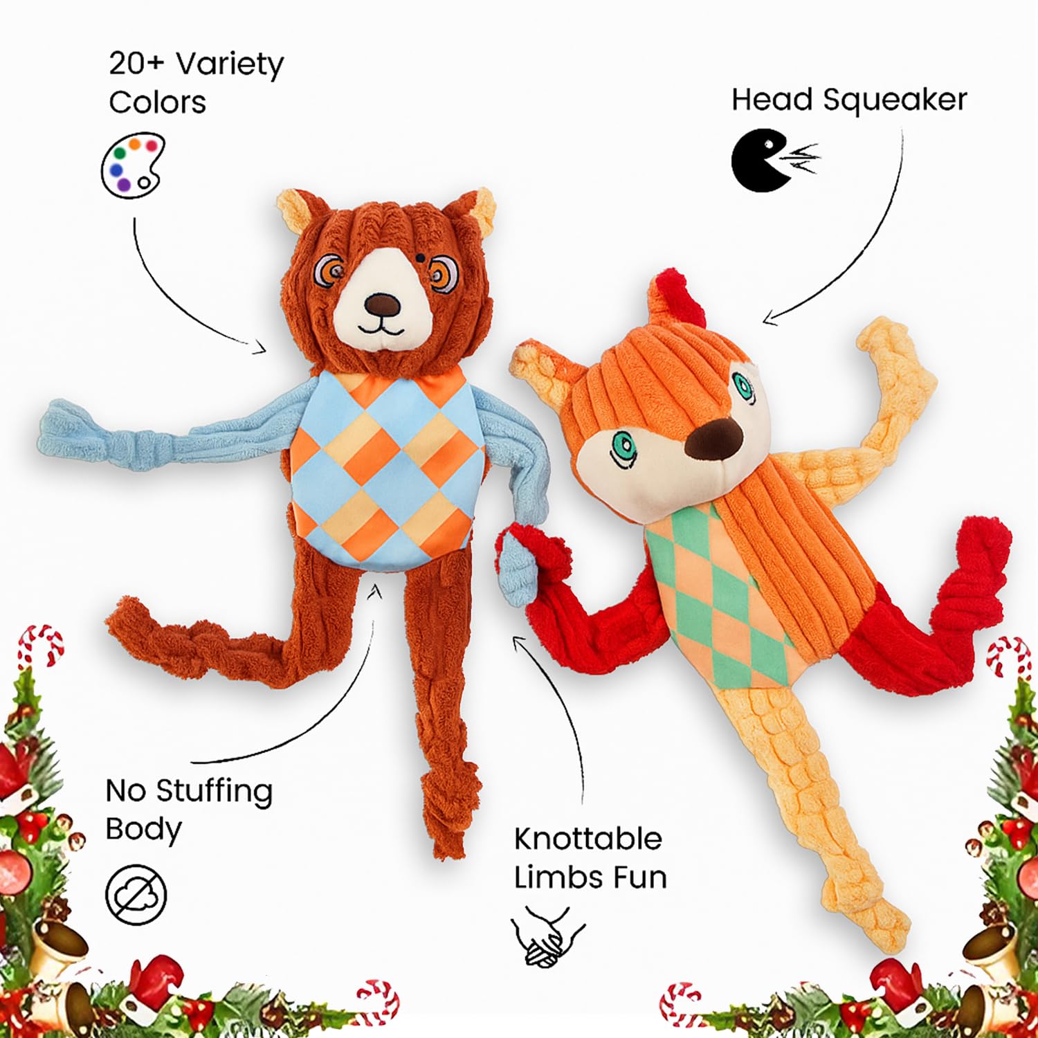 Nocciola knottable limbs enable reshaping for interactive fetch and tug sessions.