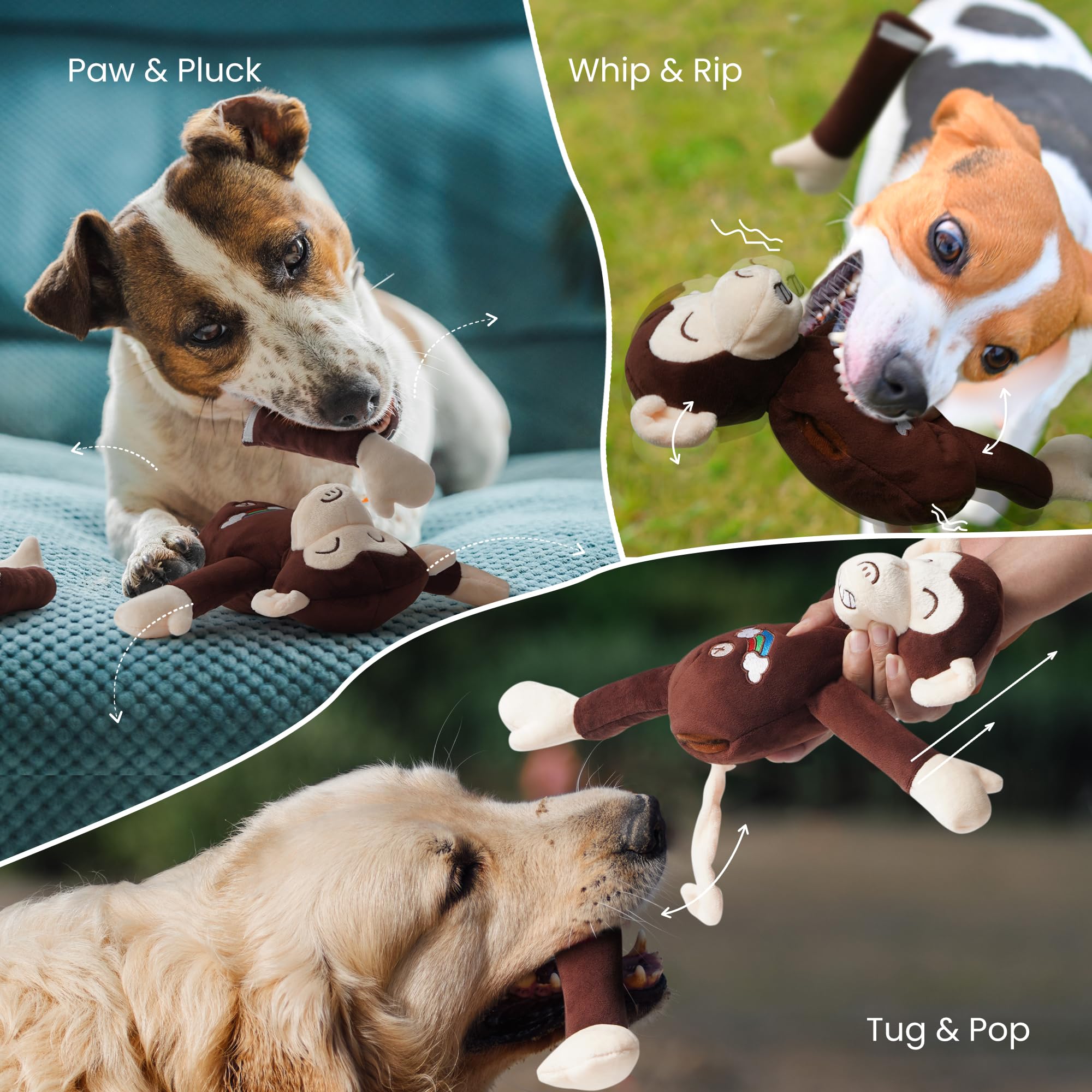 Nocciola rip-resistant structure stands up to vigorous play across small to large breeds.