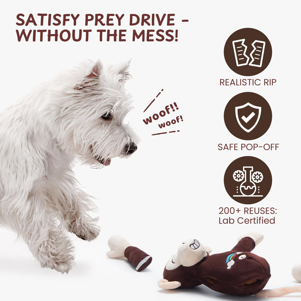 Nocciola squeaker crinkle interior adds exciting sounds for active dogs during play.