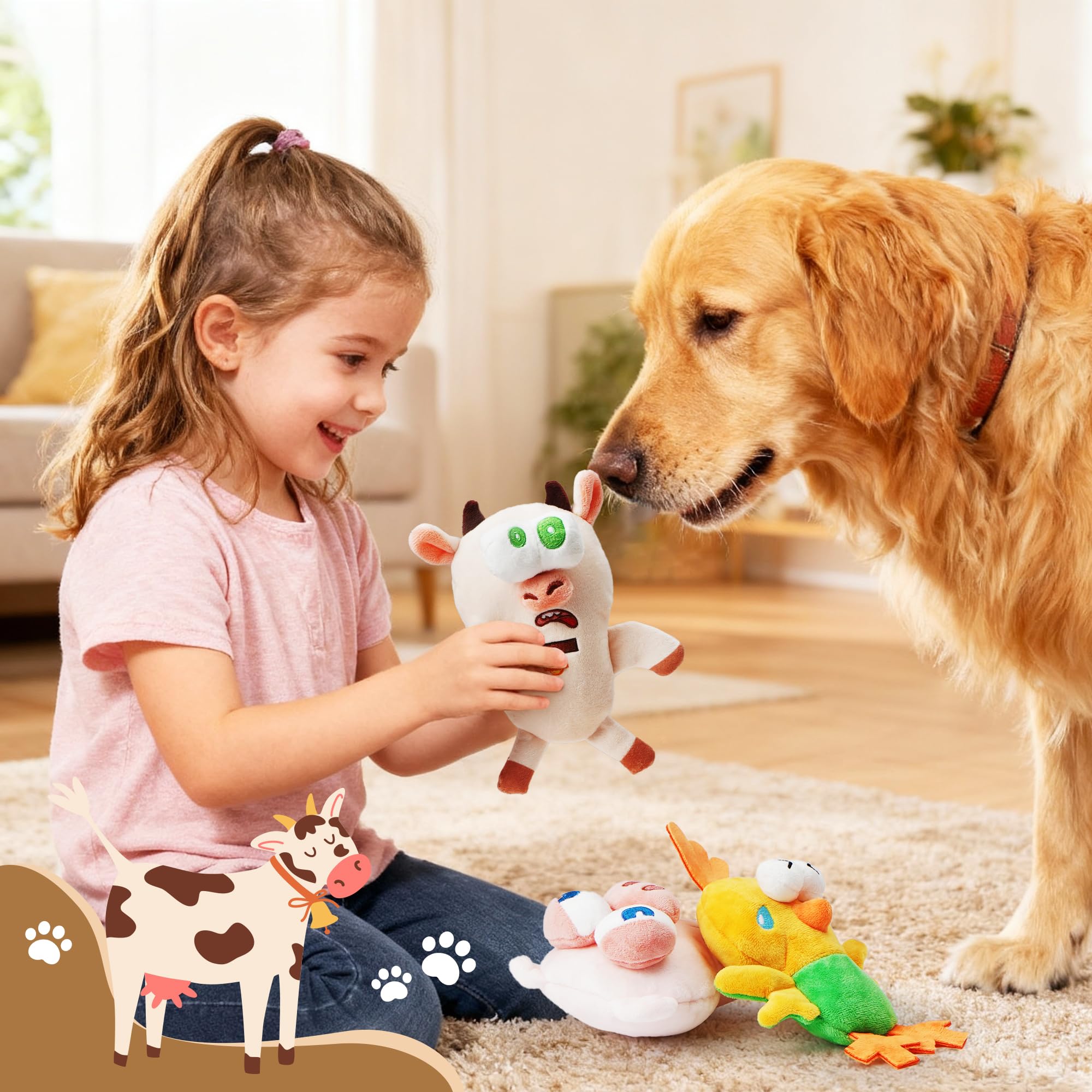 Nocciola squeaky dog toy reinforced-stitching stands up to rough chewing sessions.