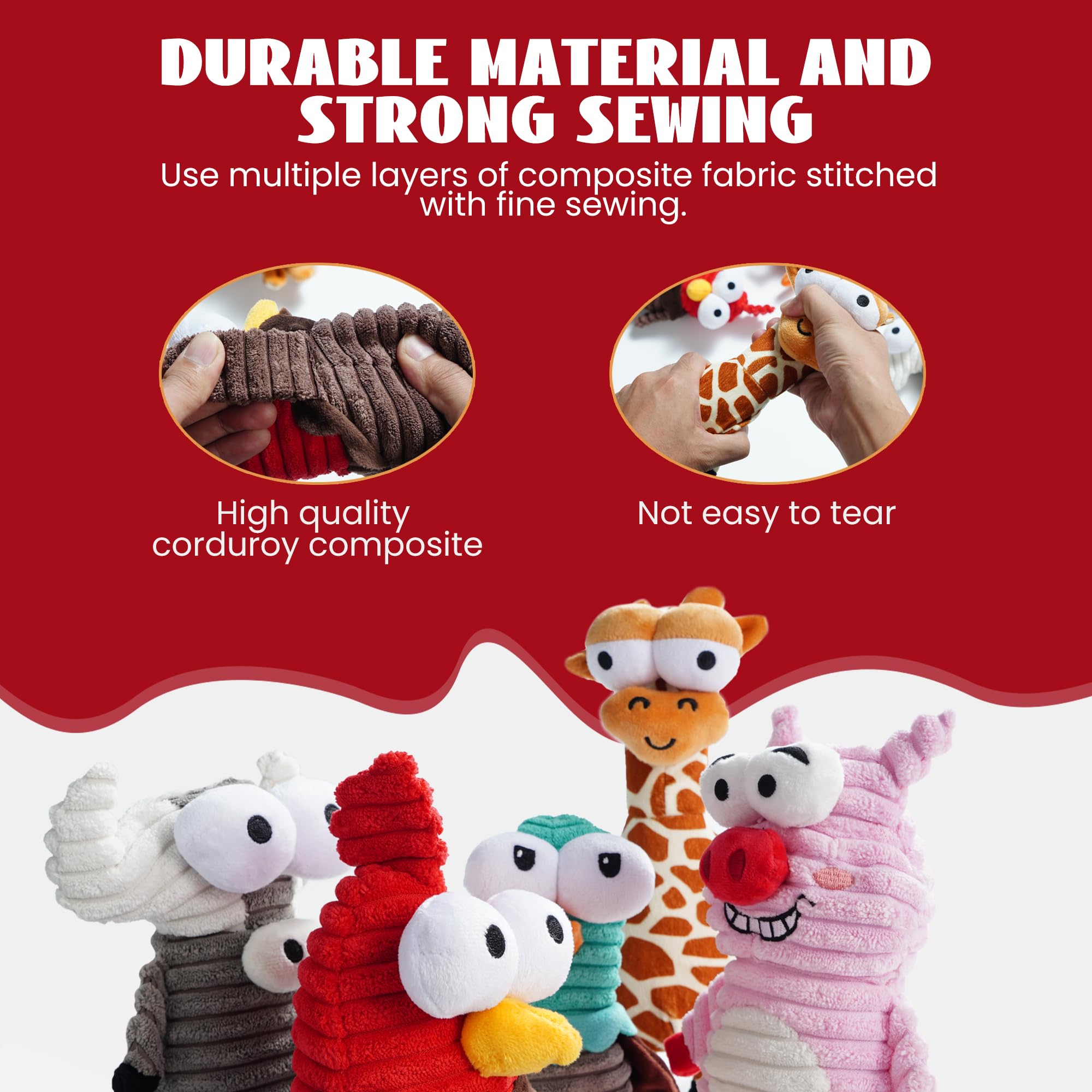 Nocciola striped velvet texture adds tactile interest while helping clean teeth during play.