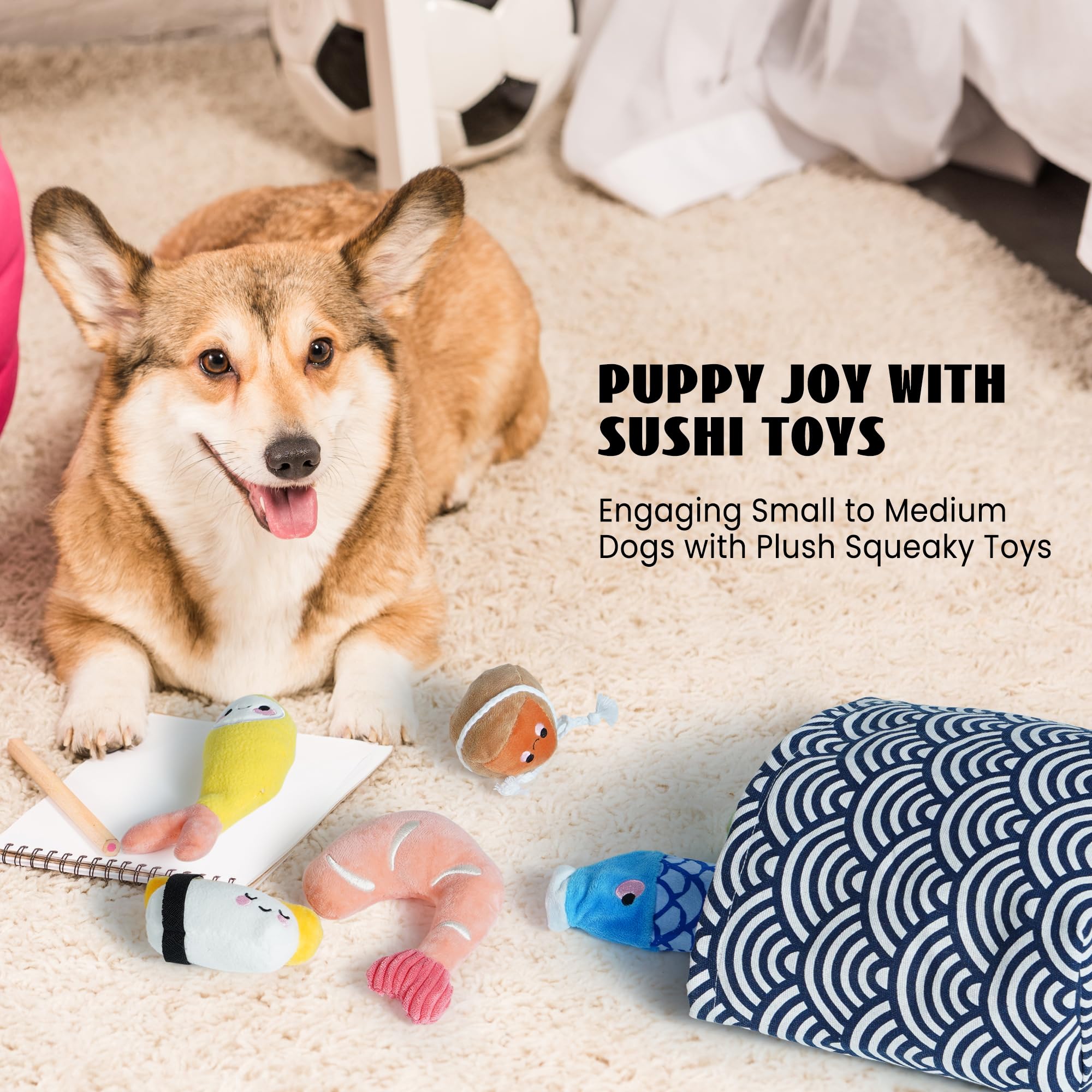 Nocciola sushi toy near Christmas stocking ready for holiday gifting.