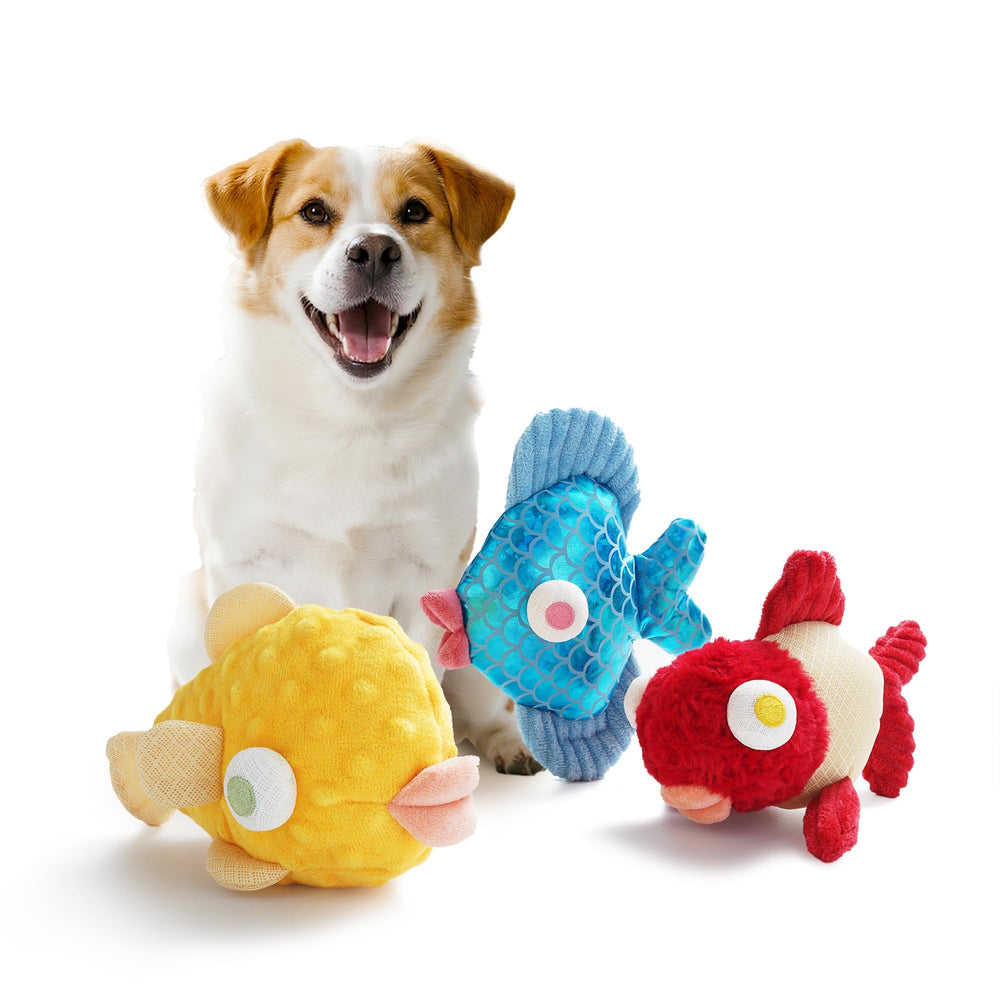 Nocciola Tough Dog Toys fish closeup for durable chew sessions