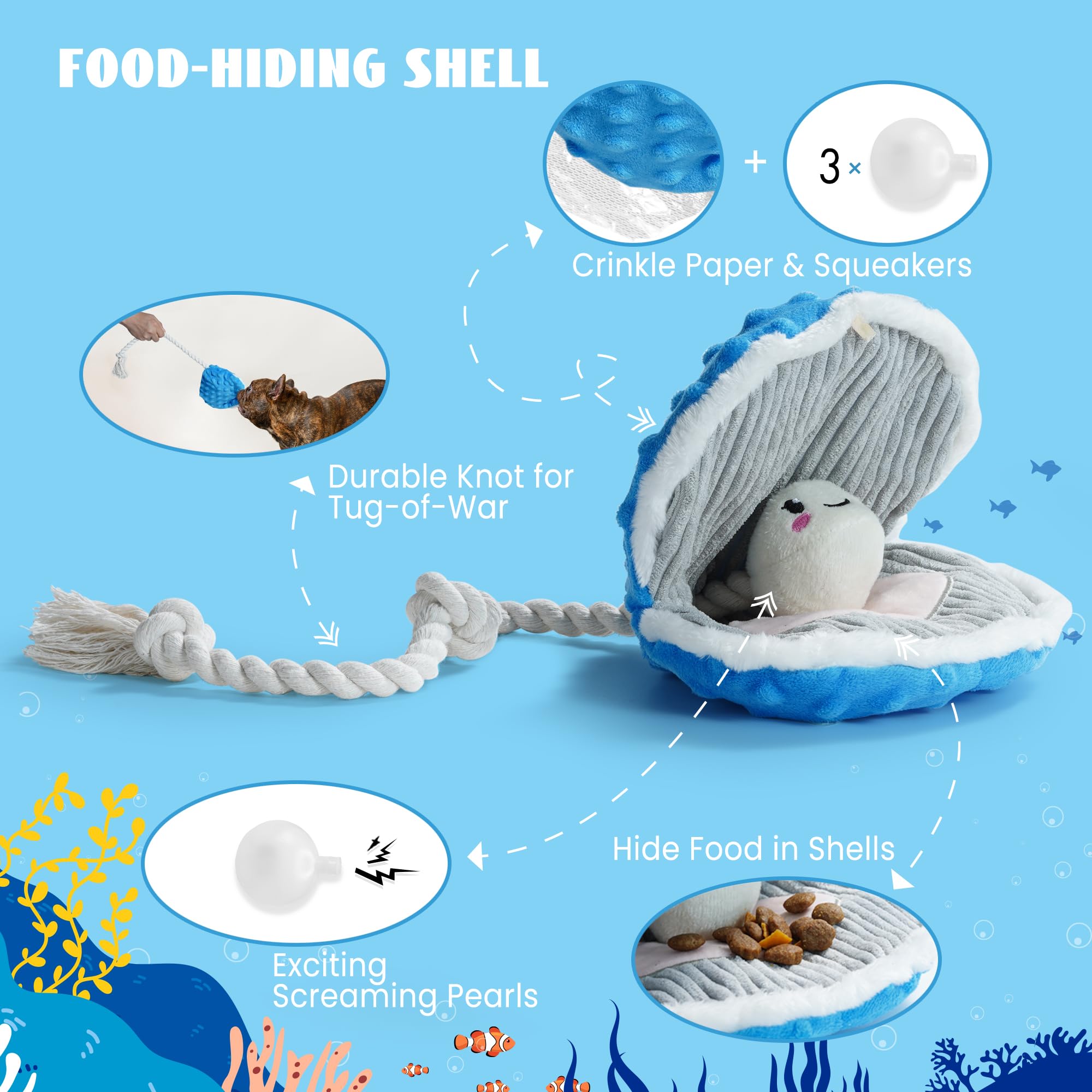 Nocciola tough-squeaker toy demonstrates durable non-toxic materials for safe power chewing.