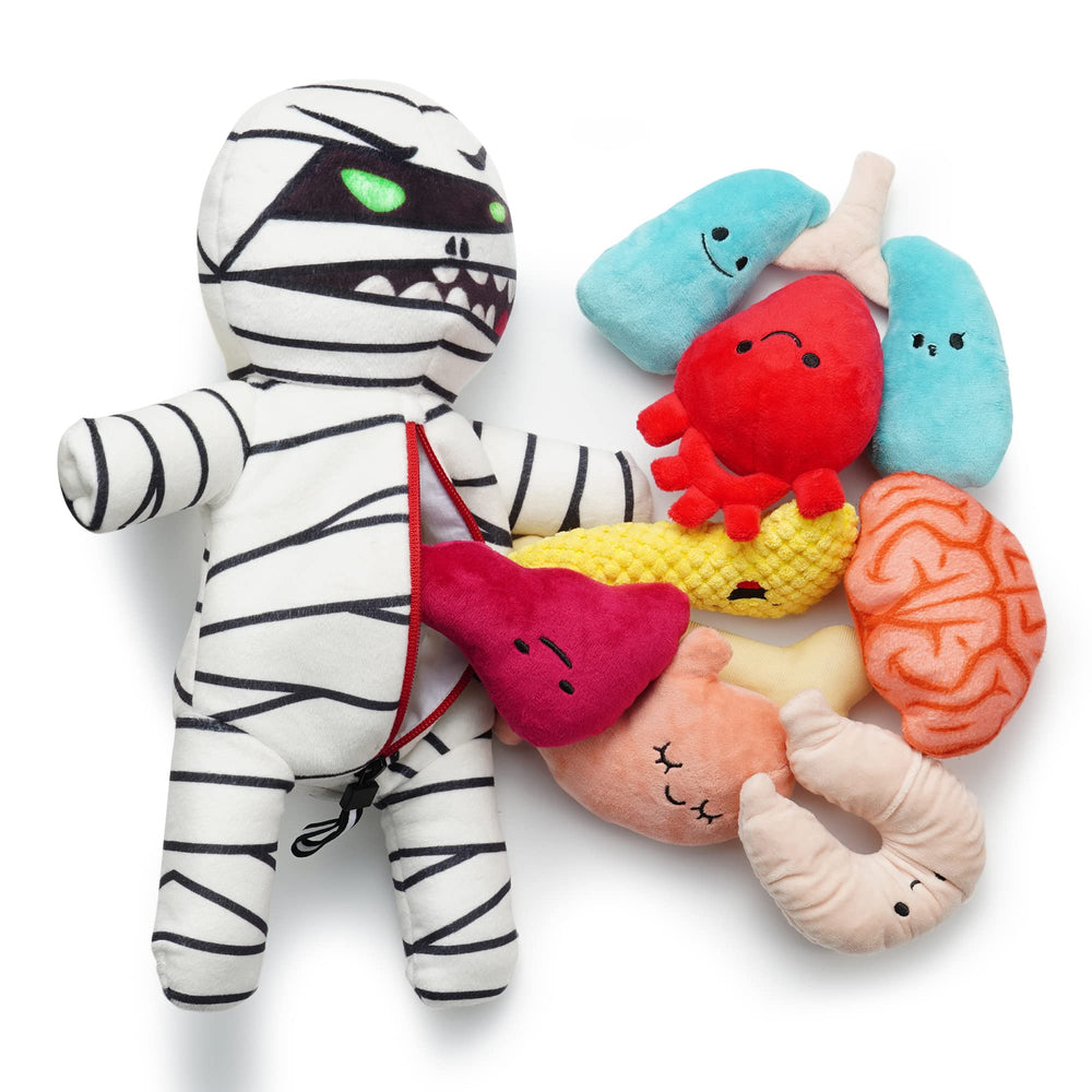 Nocciola Zombie Mummy dog toy organs-heart: engaging squeaky play and curiosity.