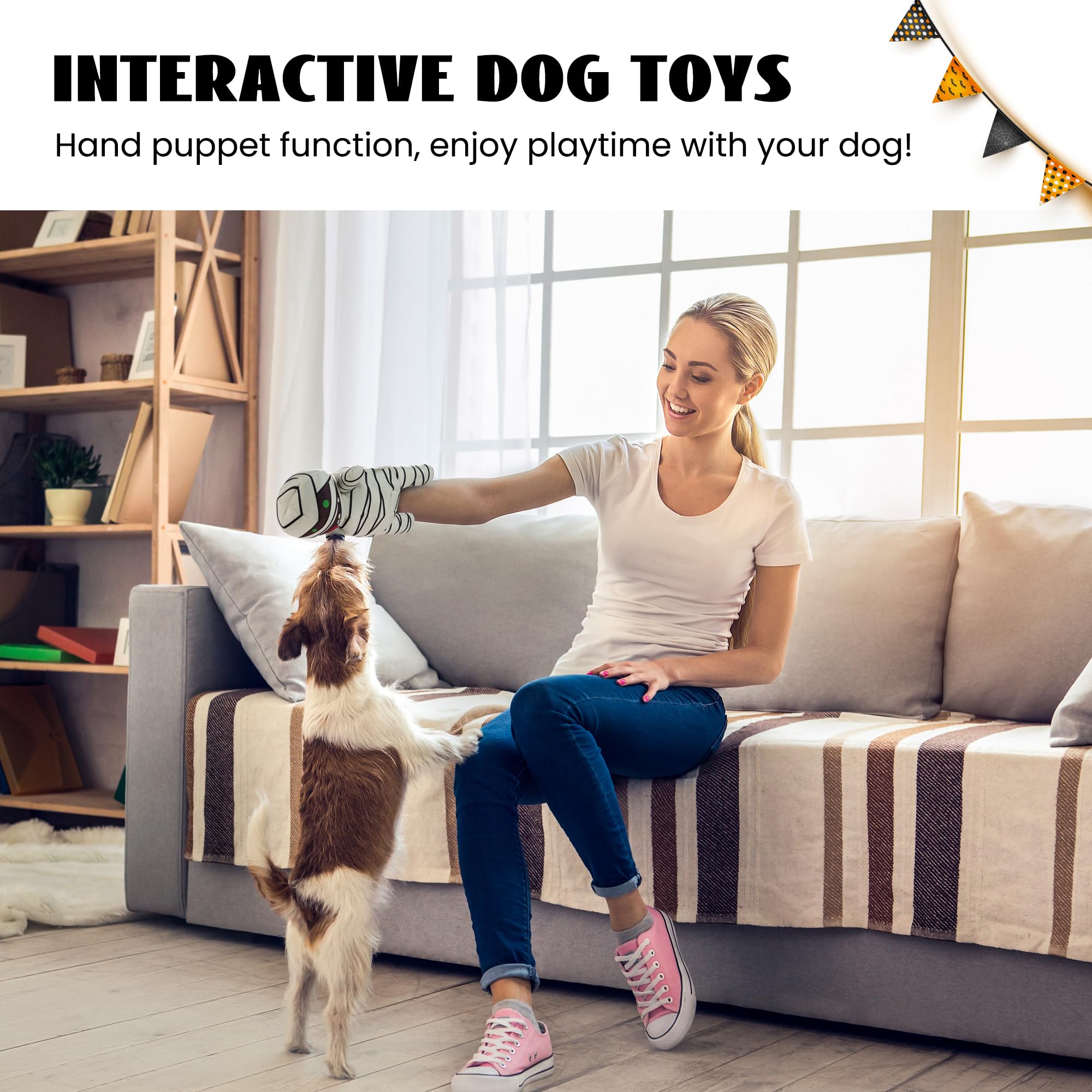 Nocciola Zombie Mummy dog toy plush-mummy: soft exterior supports cuddly, gentle play.
