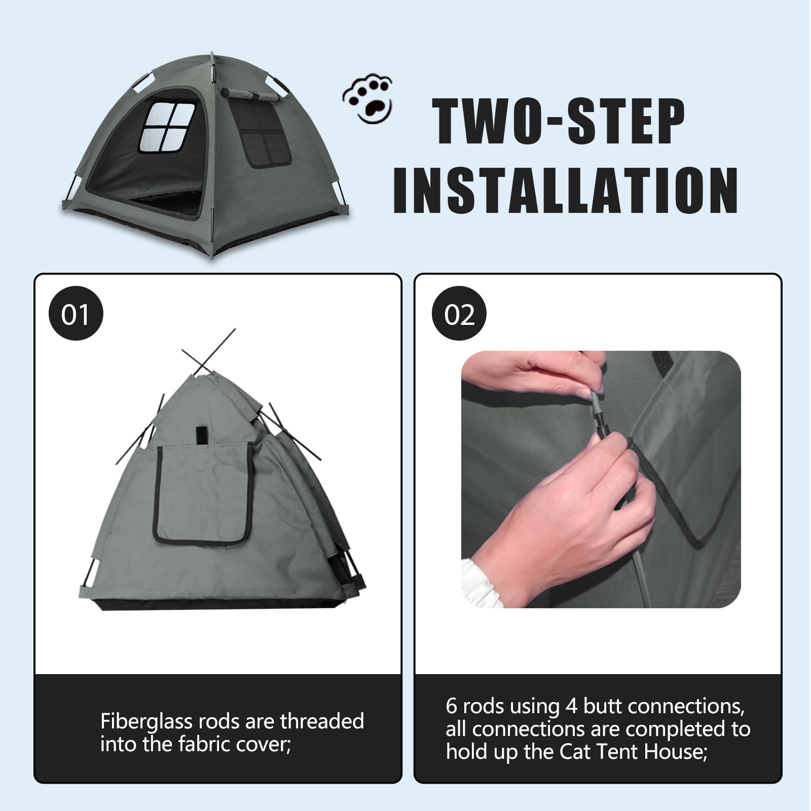 Nockovi Open Design Pet Tent anti-slip bottom keeps pets steady on surfaces.