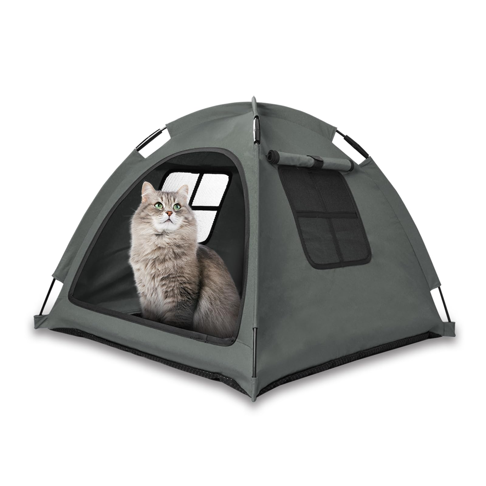 Nockovi Open Design Pet Tent front view with breathable mesh for airflow and security.