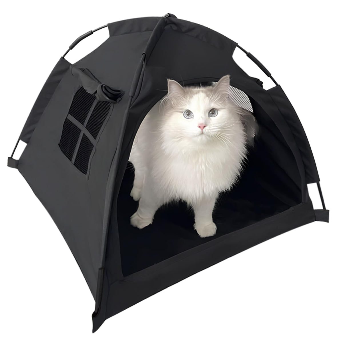 Nockovi Open Design Pet Tent front view with airy mesh for secure, portable shelter.