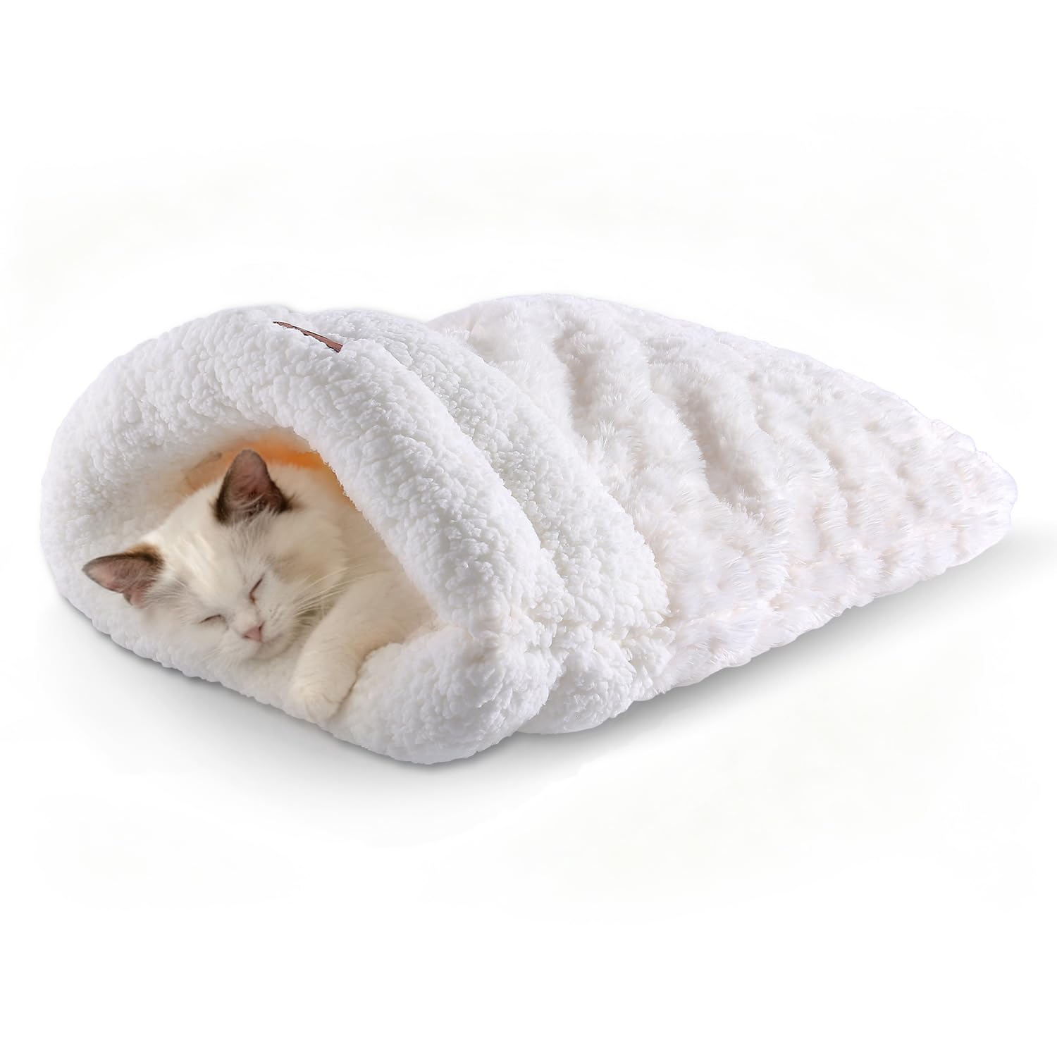 NODARKO Cat Sleeping Bag cave provides cozy semi-enclosed warmth for indoor cats.
