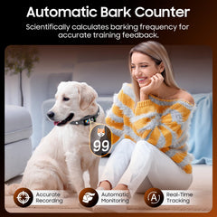 NOIDECE Bark Collar automatic-counter display shows real-time bark data to adjust training strategies.