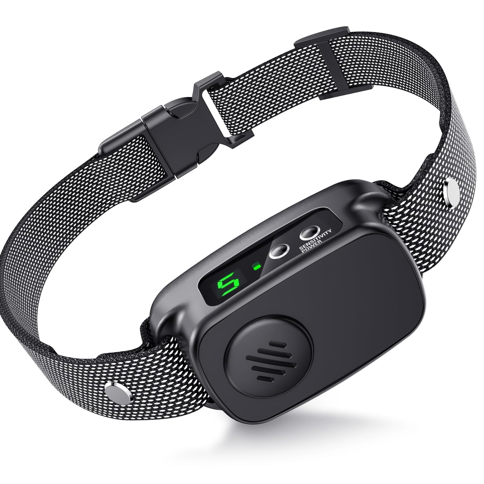 NOIDECE bark collar worn by a large dog during training for controlled barking