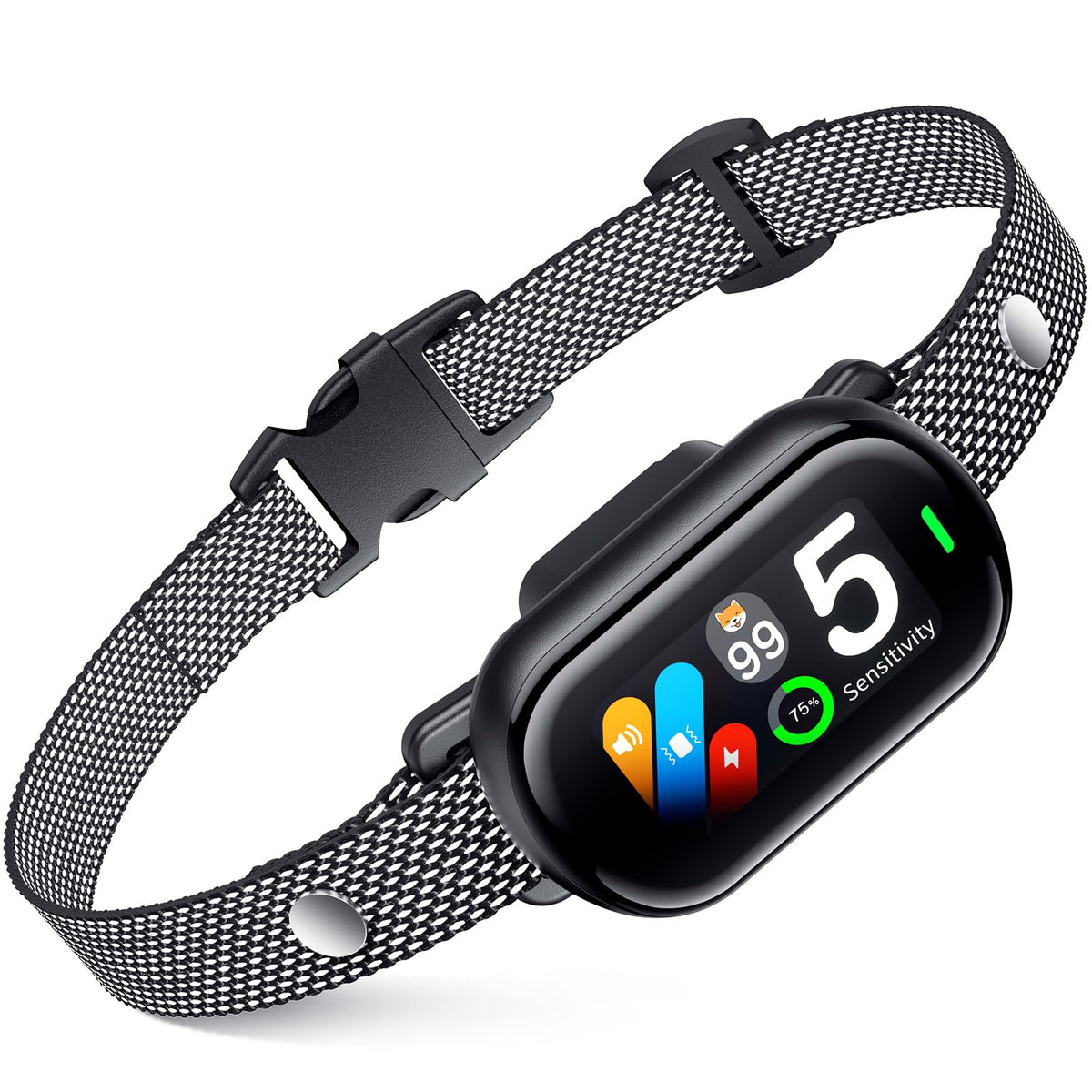 NOIDECE Bark Collar overview in black highlights humane training for safer dog behavior at home.