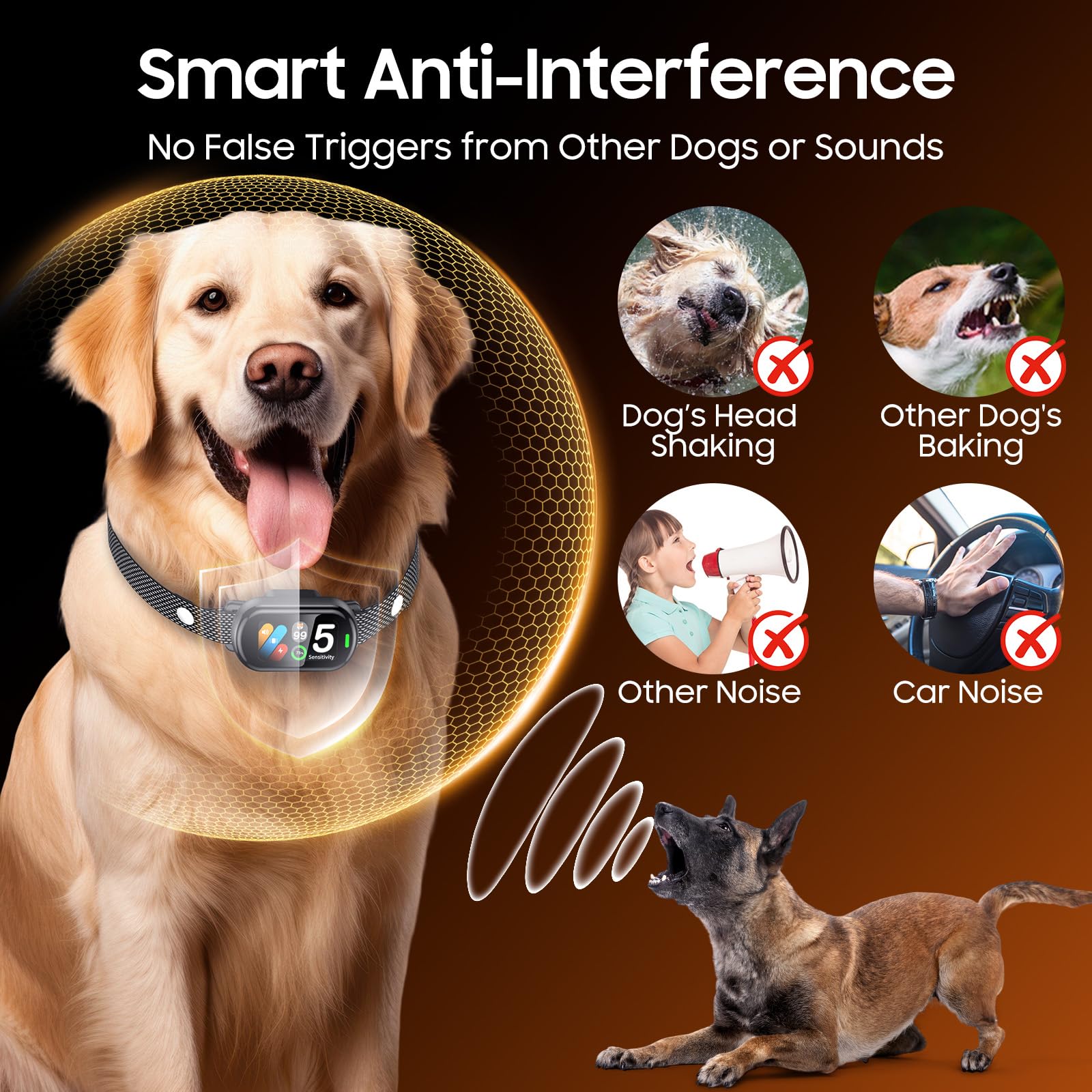 NOIDECE Bark Collar training modes button closeup enables gentle, customizable discipline choices.