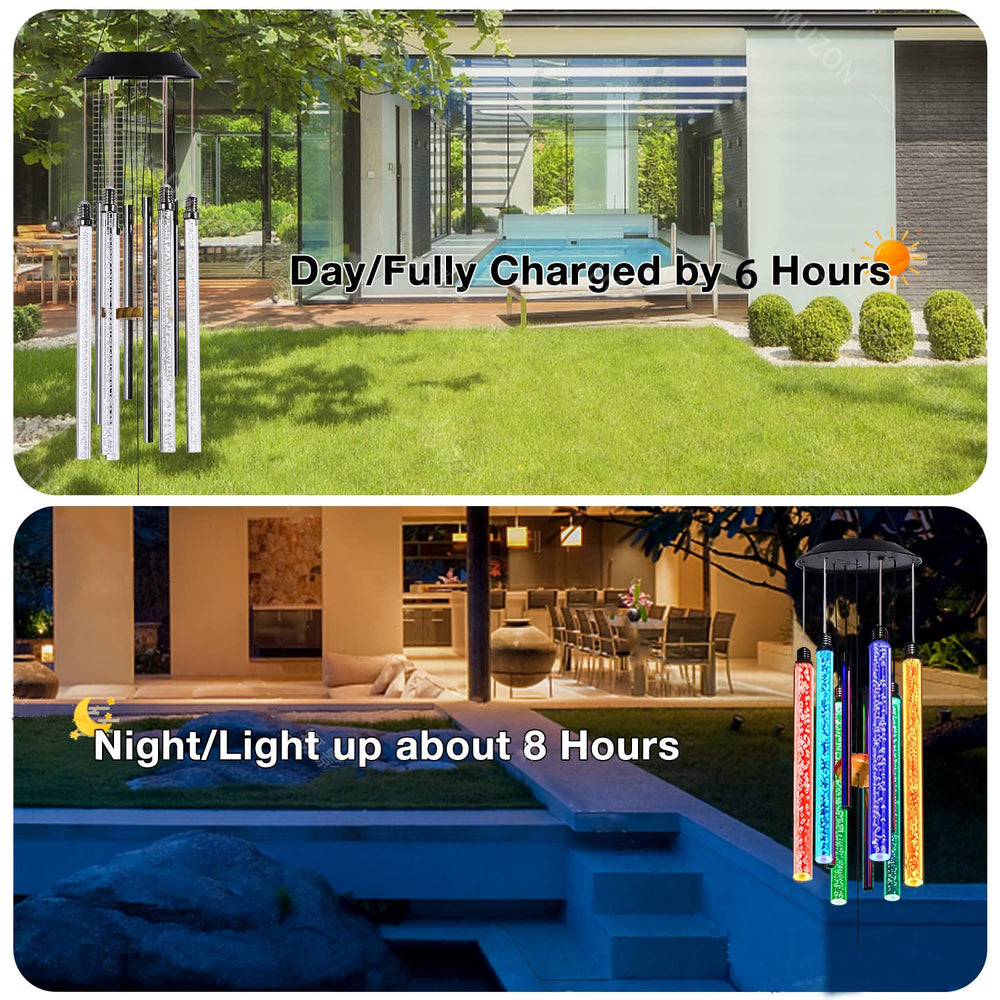 Noillow 28-inch tall wind chime with solar panel for eco-friendly memorial outdoors