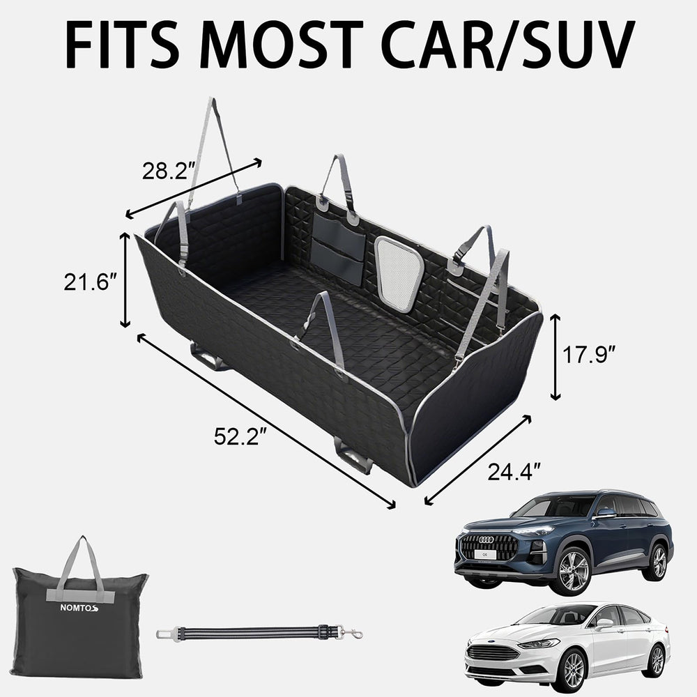 NOMTOS mesh window and side panels promote airflow and cover all back seat.