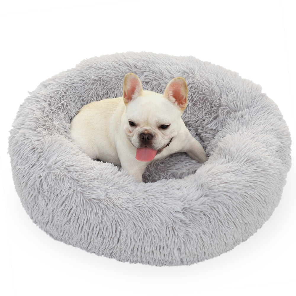 Nononfish 28in gray dog bed front view for cozy medium dog rest