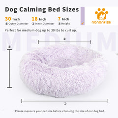 Nononfish round plush bolster bed offers curl-up comfort and joint support for dogs.