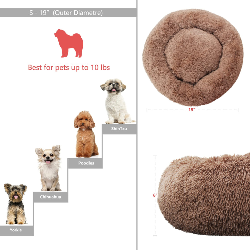 Nononfish small dog bed with neck support bolster for comfortable lounging.