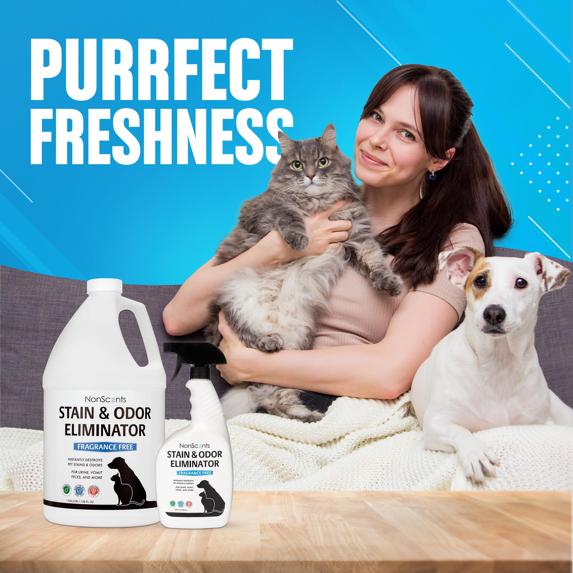 NonScents pet area cleanup showing kennels and litter box use
