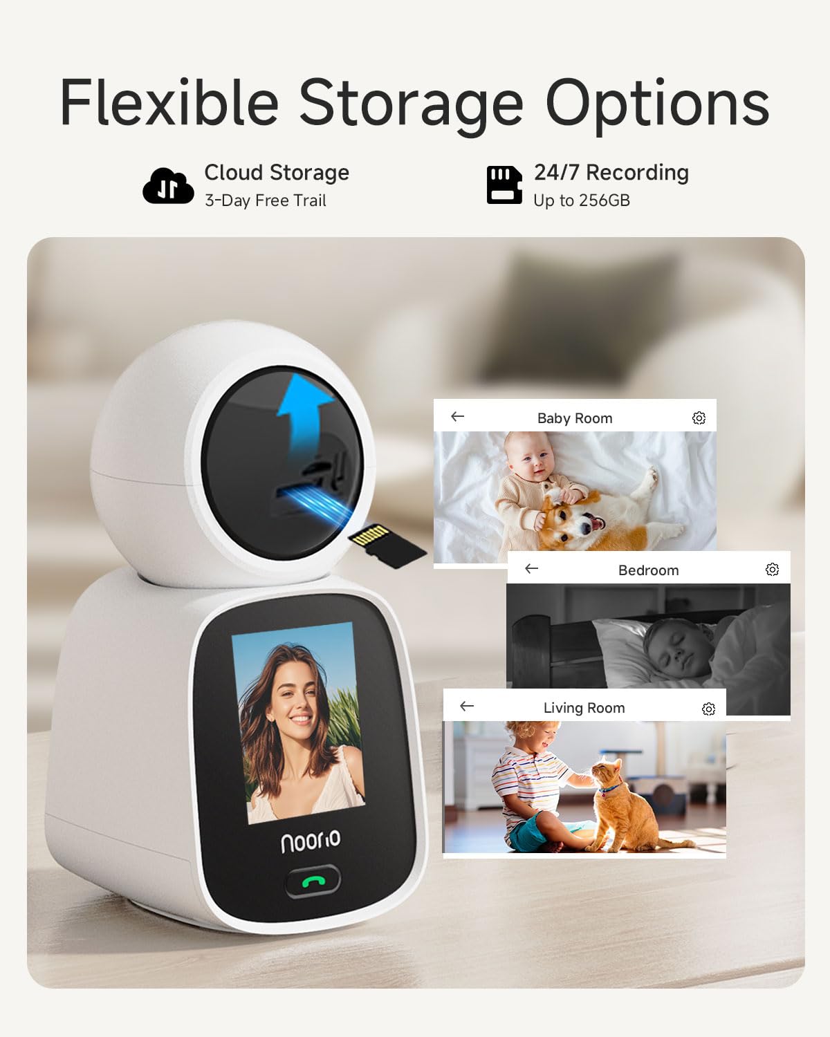 Noorio CL200 microSD storage option demonstrates local recording flexibility.