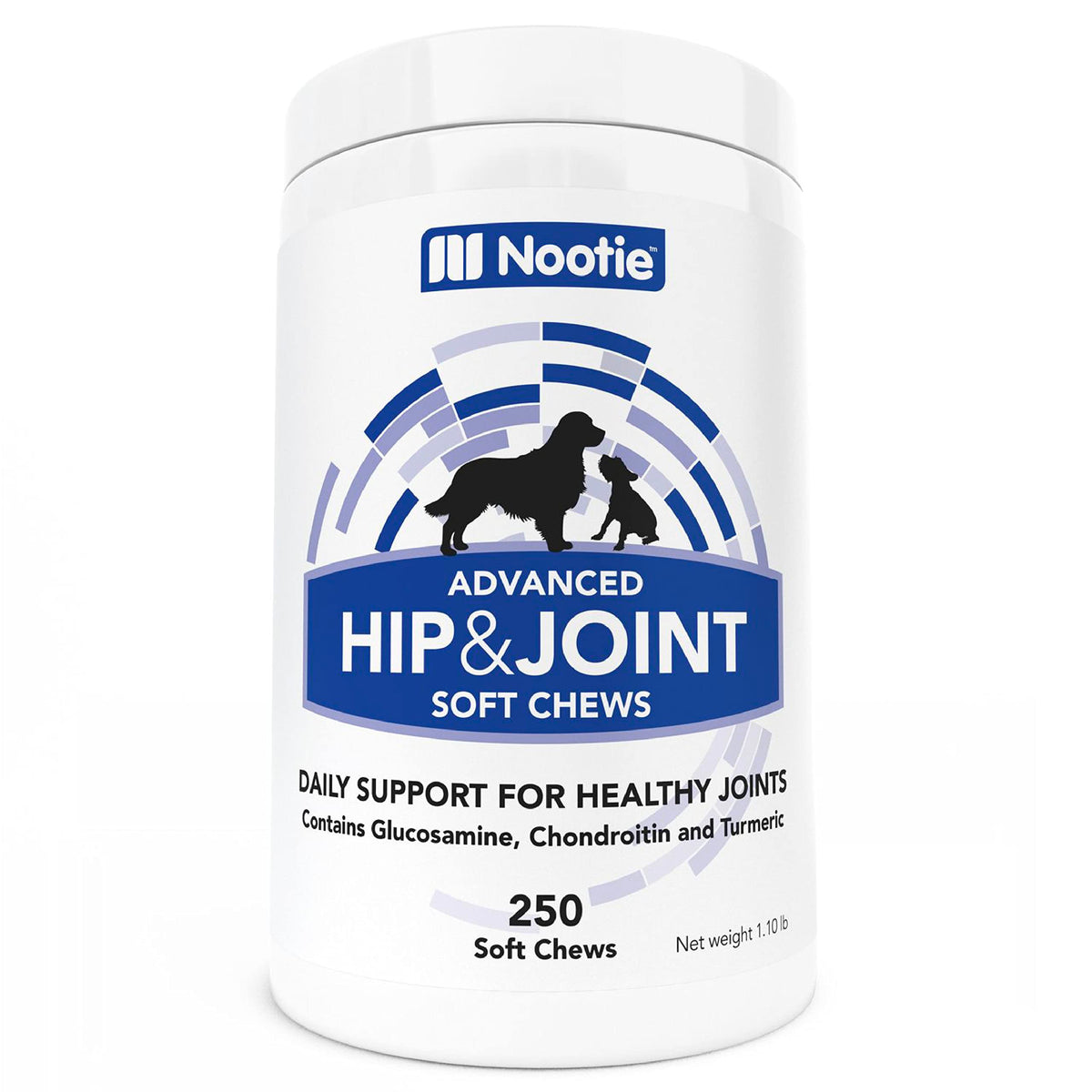 Nootie glucosamine dog hip joint soft chews 250ct support mobility and joint health