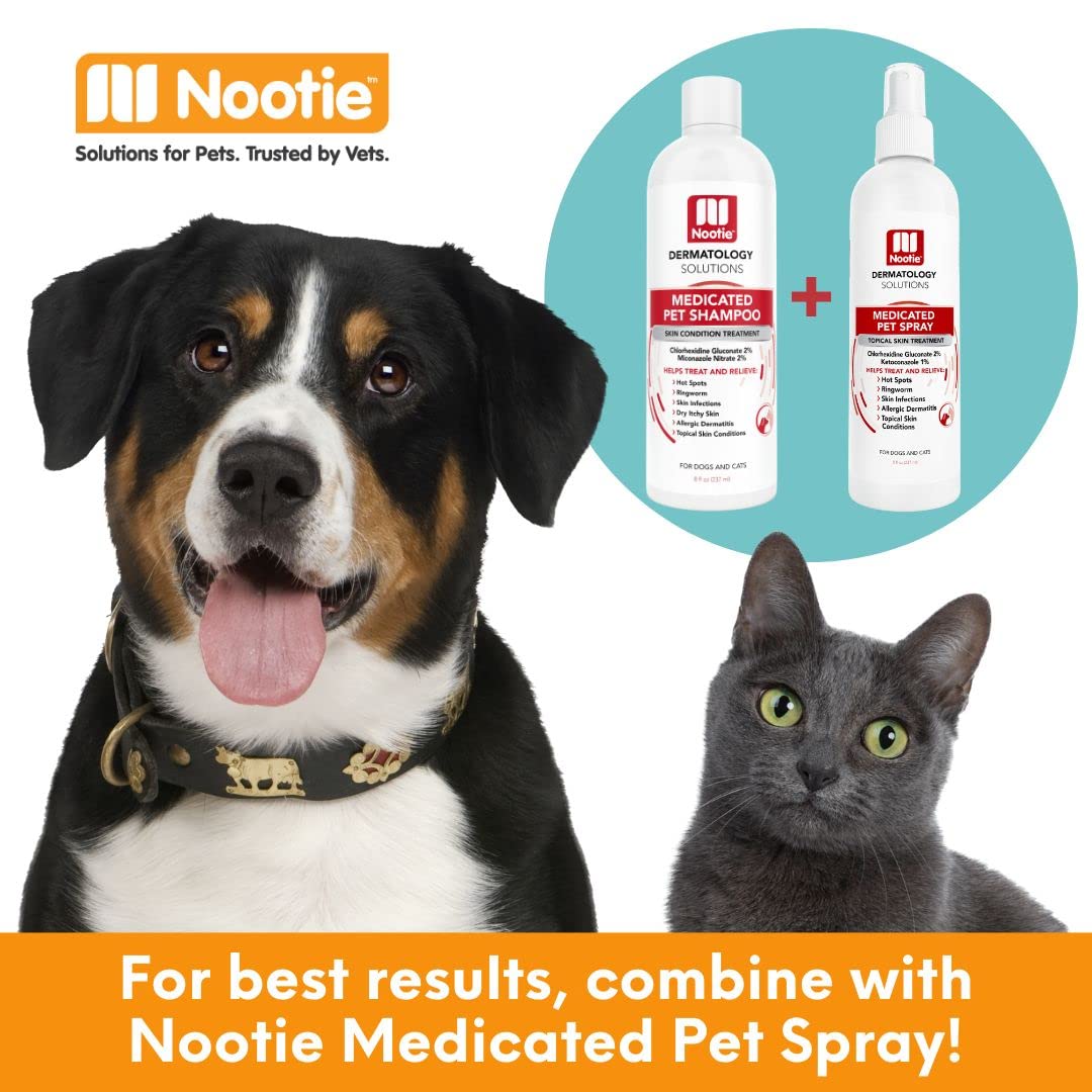 Nootie medicated pet spray bottle mist supports comfort on contact.