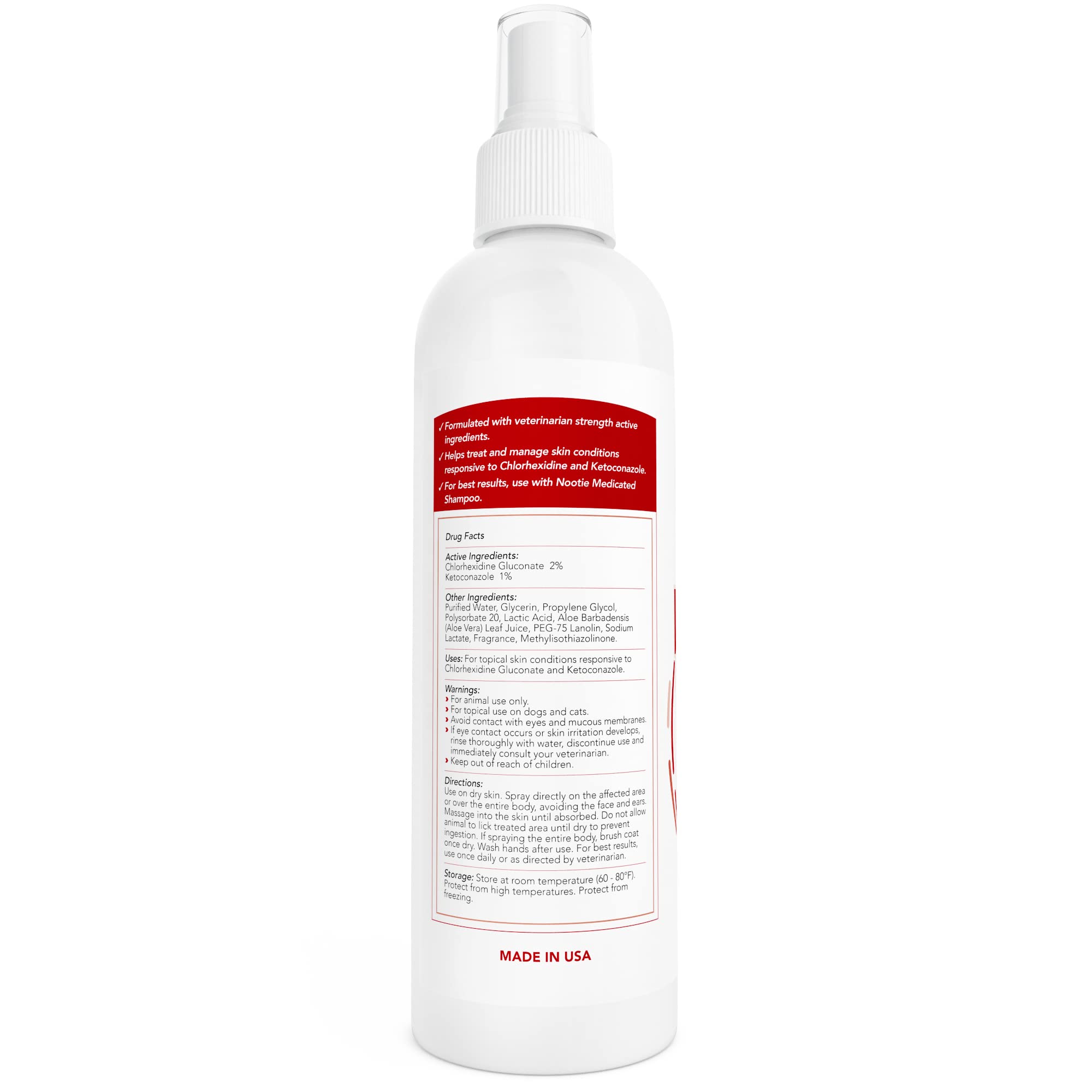 Nootie medicated pet spray helps soothe dry itchy skin.