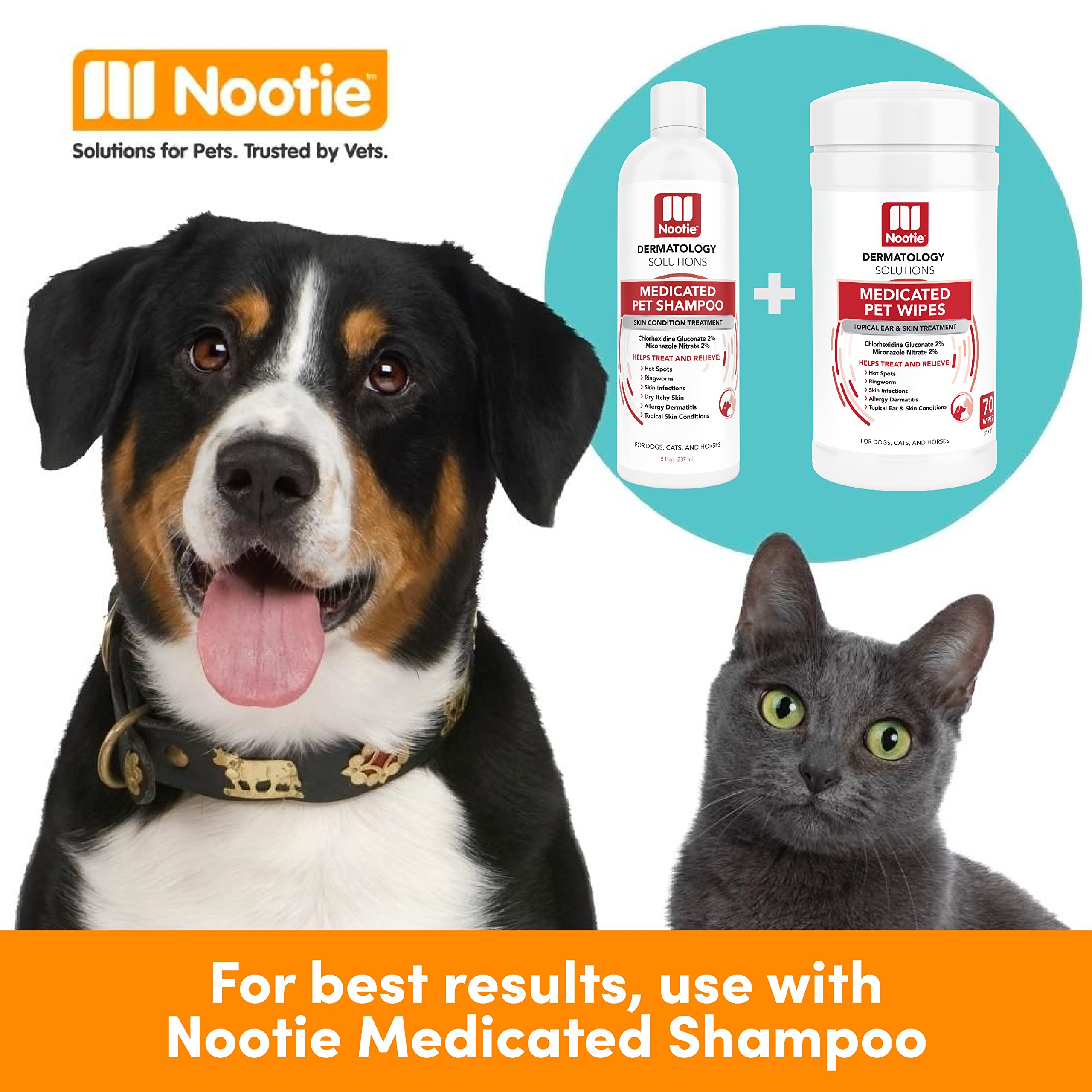 Nootie Medicated Wipes suitable for dogs and cats as versatile pet care.