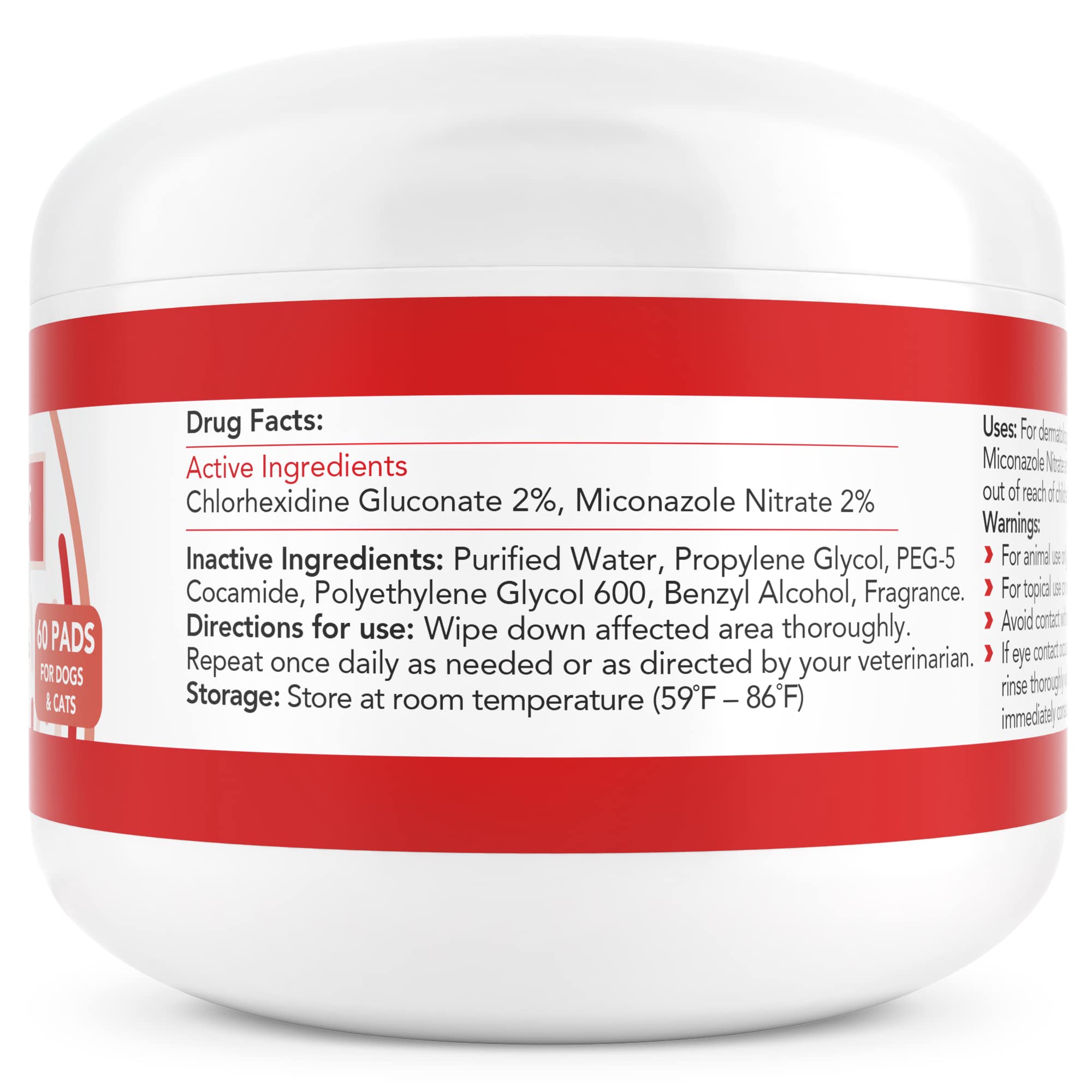 Nootie medicated wipes label close-up highlights chlorhexidine and miconazole for skin care