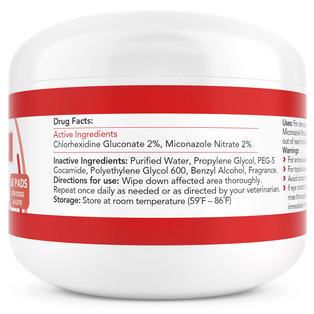 Nootie medicated wipes label close-up highlights chlorhexidine and miconazole for skin care