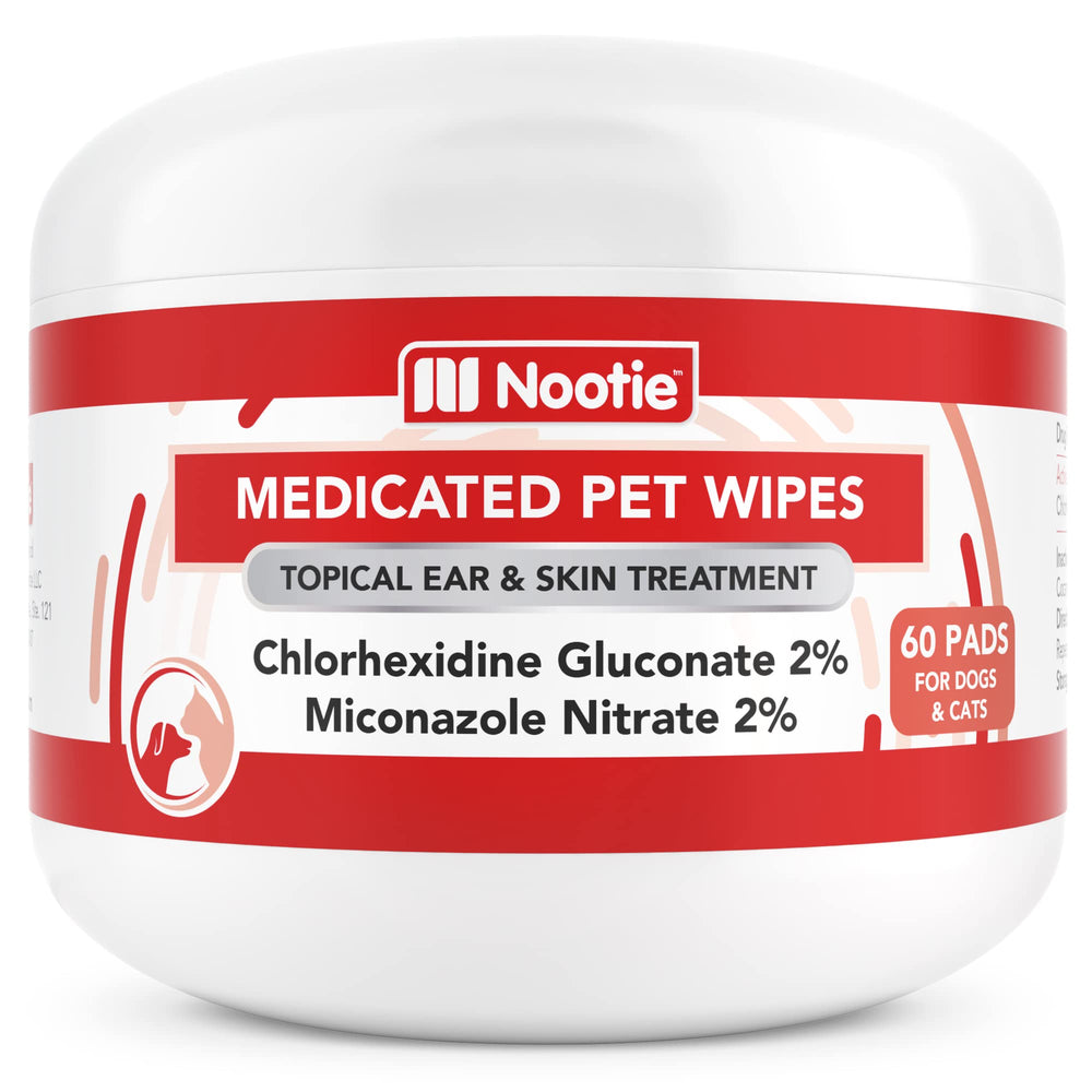 Nootie medicated wipes packaging shows 60-count box for quick antimicrobial skin care
