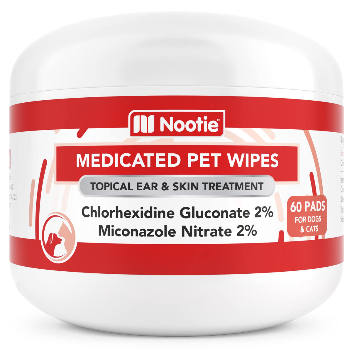 Nootie medicated wipes packaging shows 60-count box for quick antimicrobial skin care