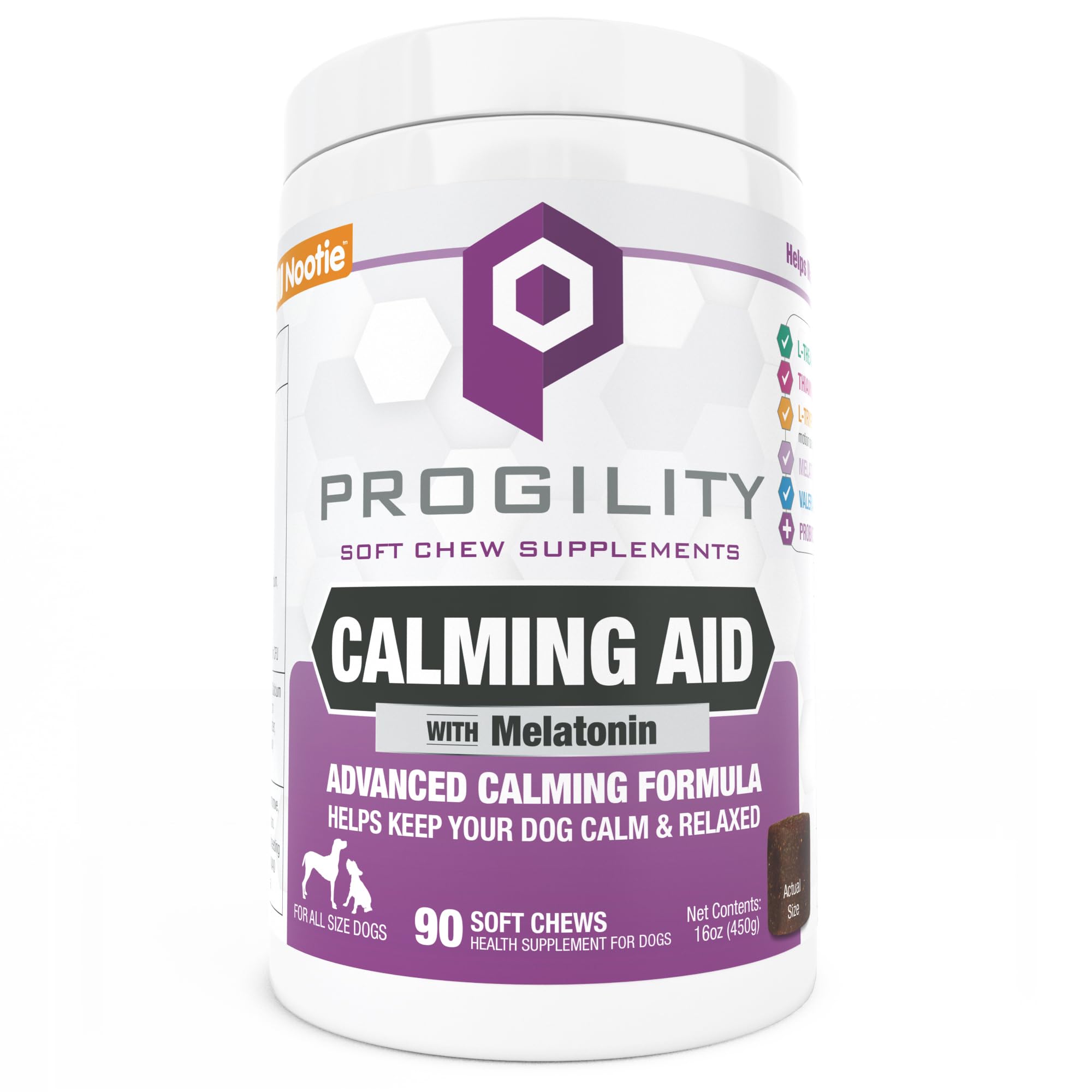 Nootie Progility calming chews packaging for dogs promoting calm during travel