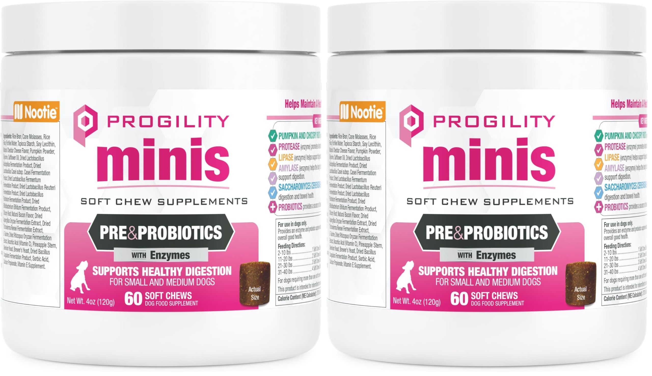Nootie Progility Mini soft chews for dogs offering digestive support on the go