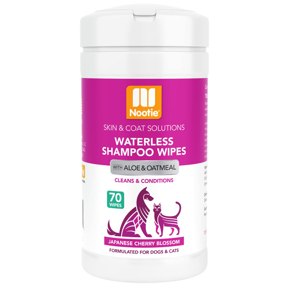 Nootie waterless wipes pack shot highlights convenient on-the-go grooming for dogs and cats