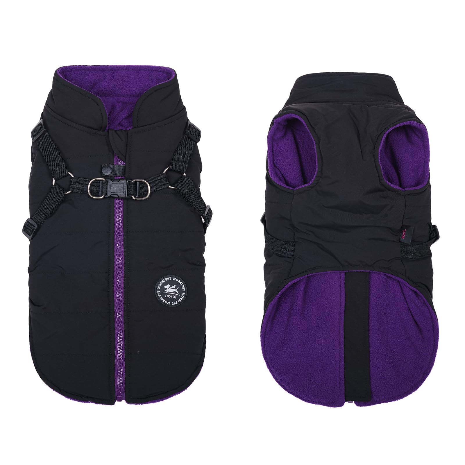 Norbi dog winter coat windproof waterproof shell in black for all-weather protection
