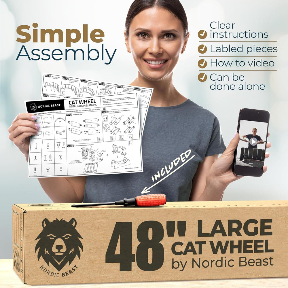 Nordic Beast 48'' wheel accommodates two cats side by side for shared play.