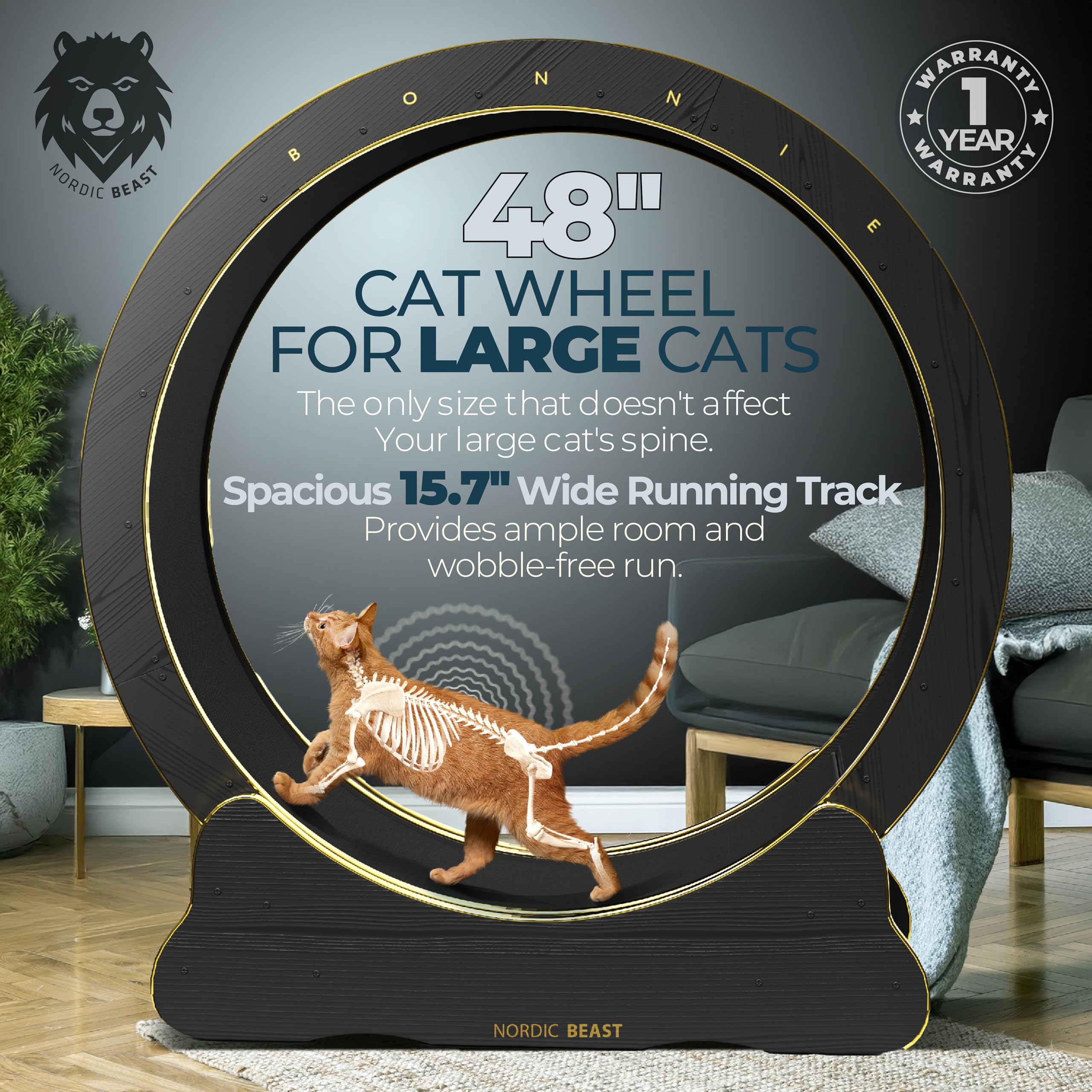 Nordic Beast Gold wheel safety no-gap design protects paws during play