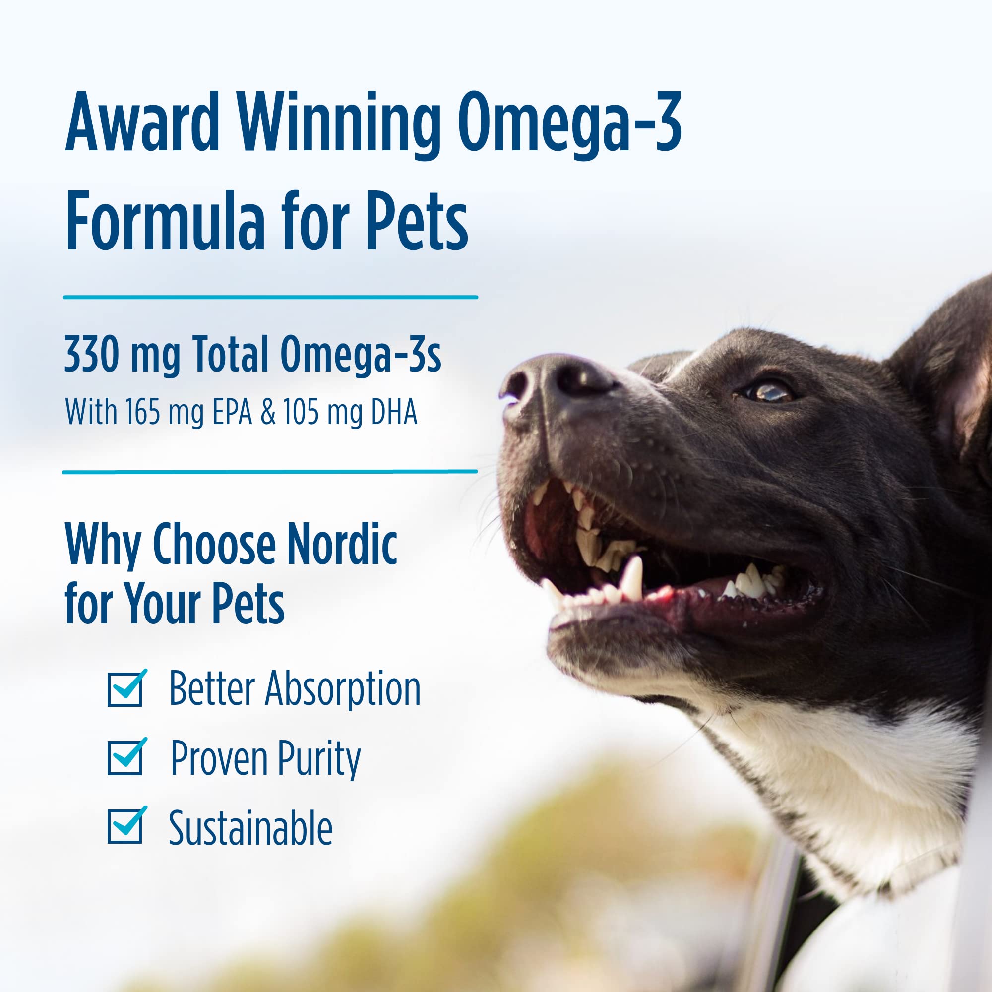 Nordic Naturals Omega-3 Pet adding to dog food for convenient daily use.