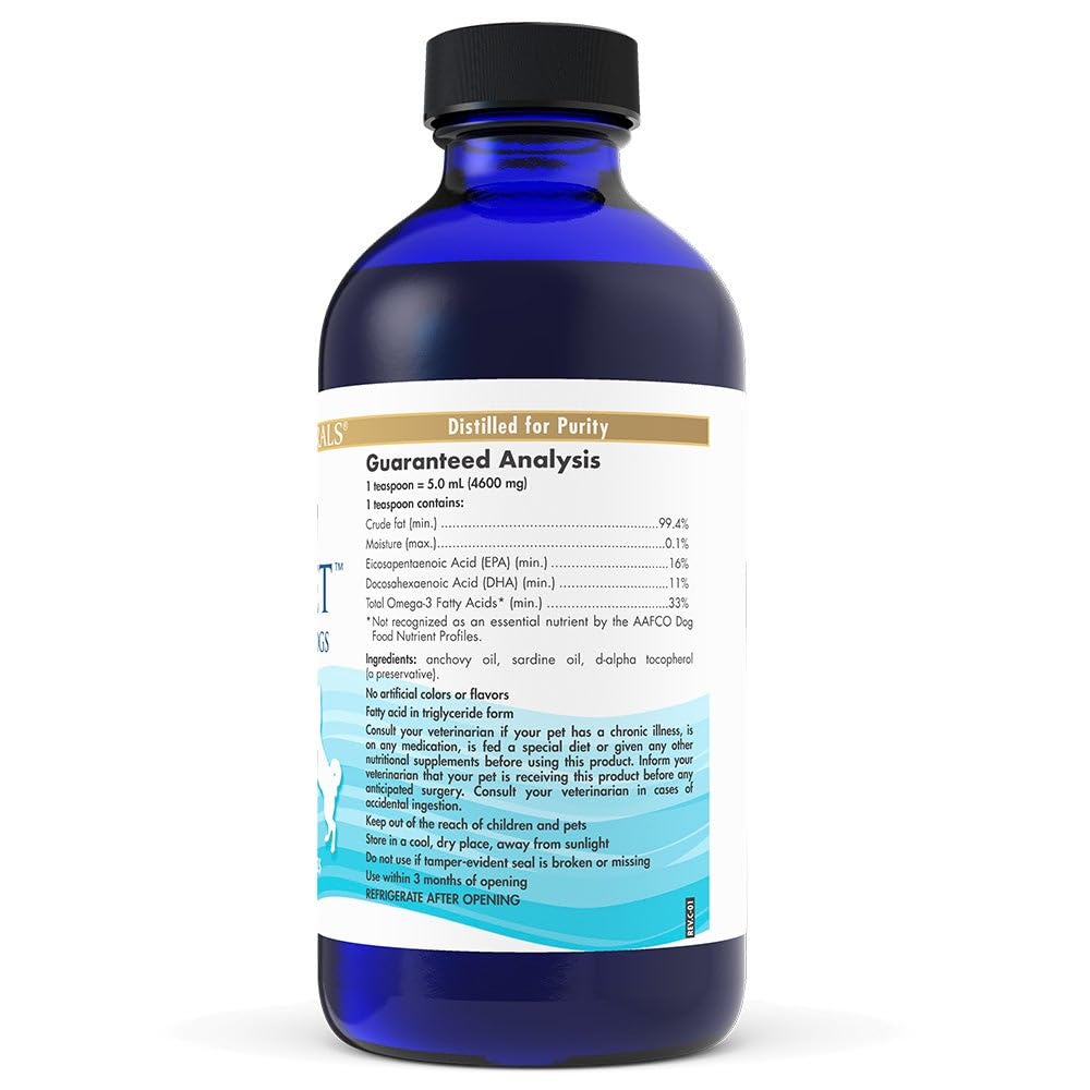 Nordic Naturals Omega-3 Pet close-up highlighting purity from wild-caught fish.