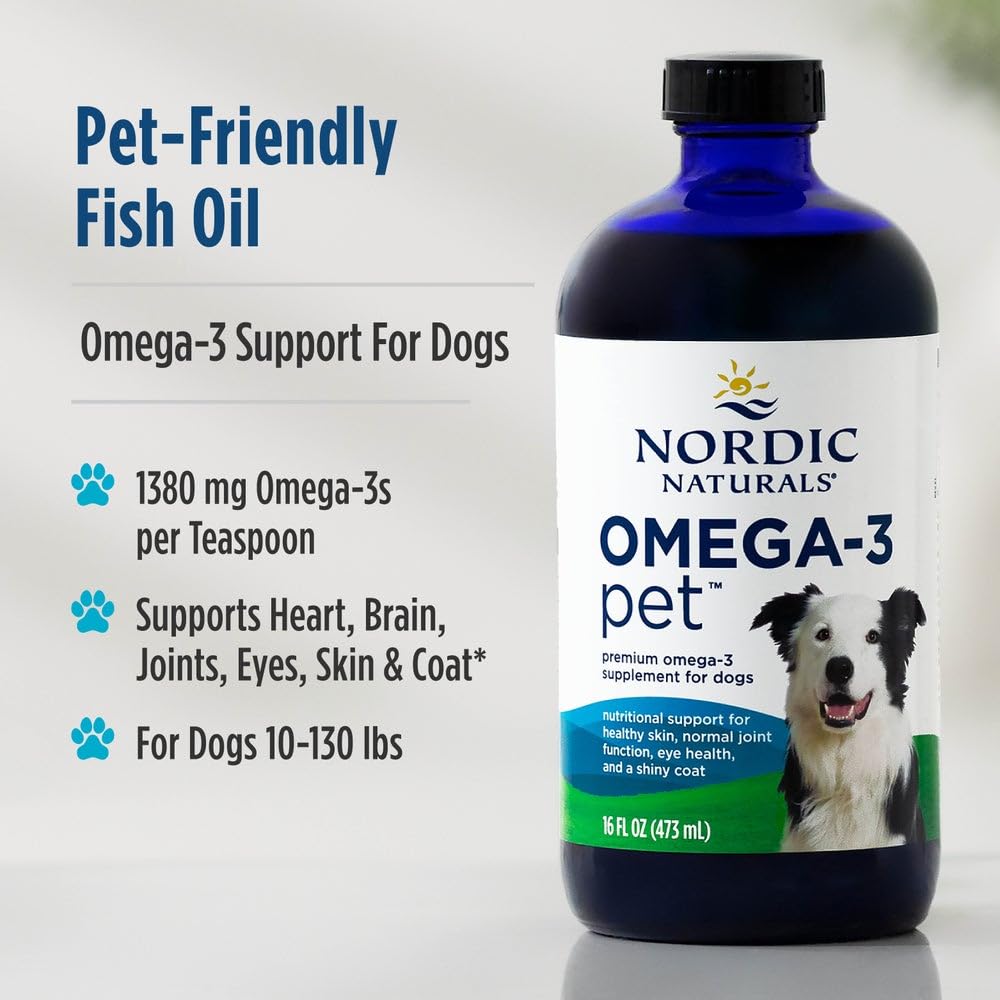 Nordic Naturals Omega-3 Pet immune-support shot highlights immune health potential in large breeds.